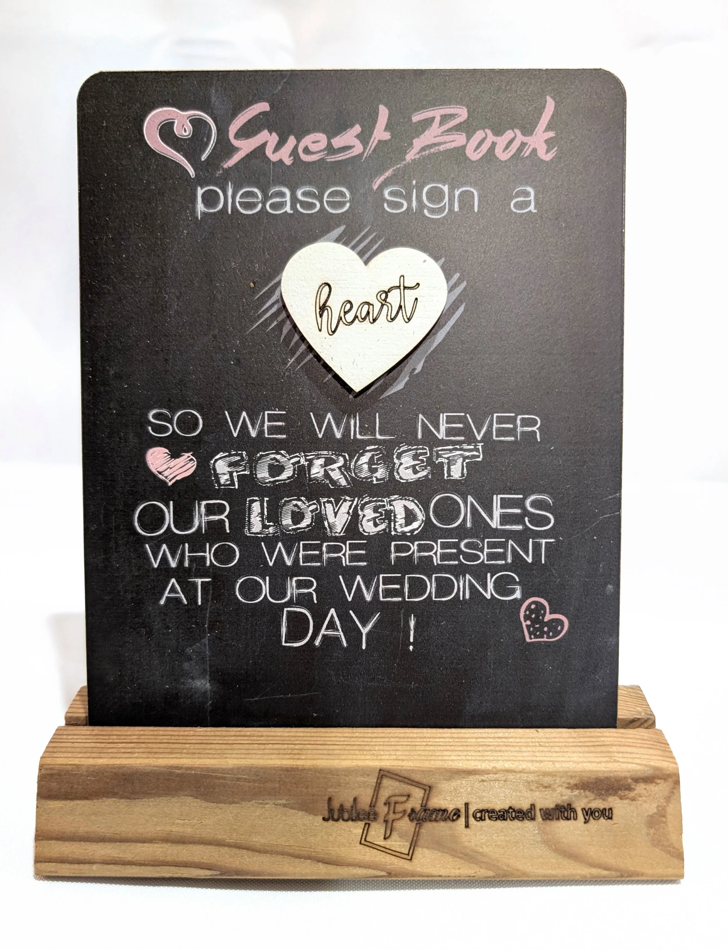 Sign for memory signed hearts, qty 1.