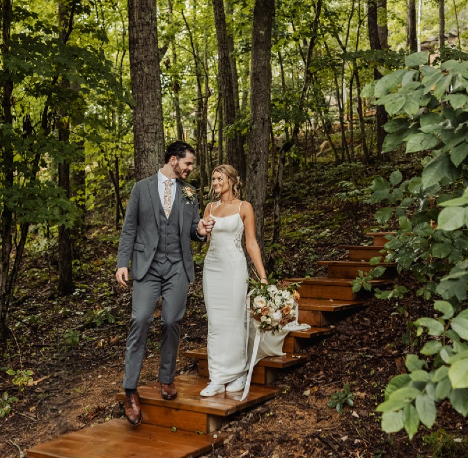 Wedding pictures in outdoor venue in the mountains.