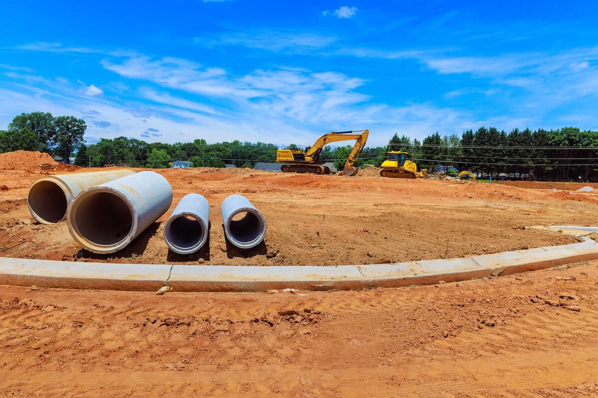 concrete ditch trays used as drainage canals for storm water