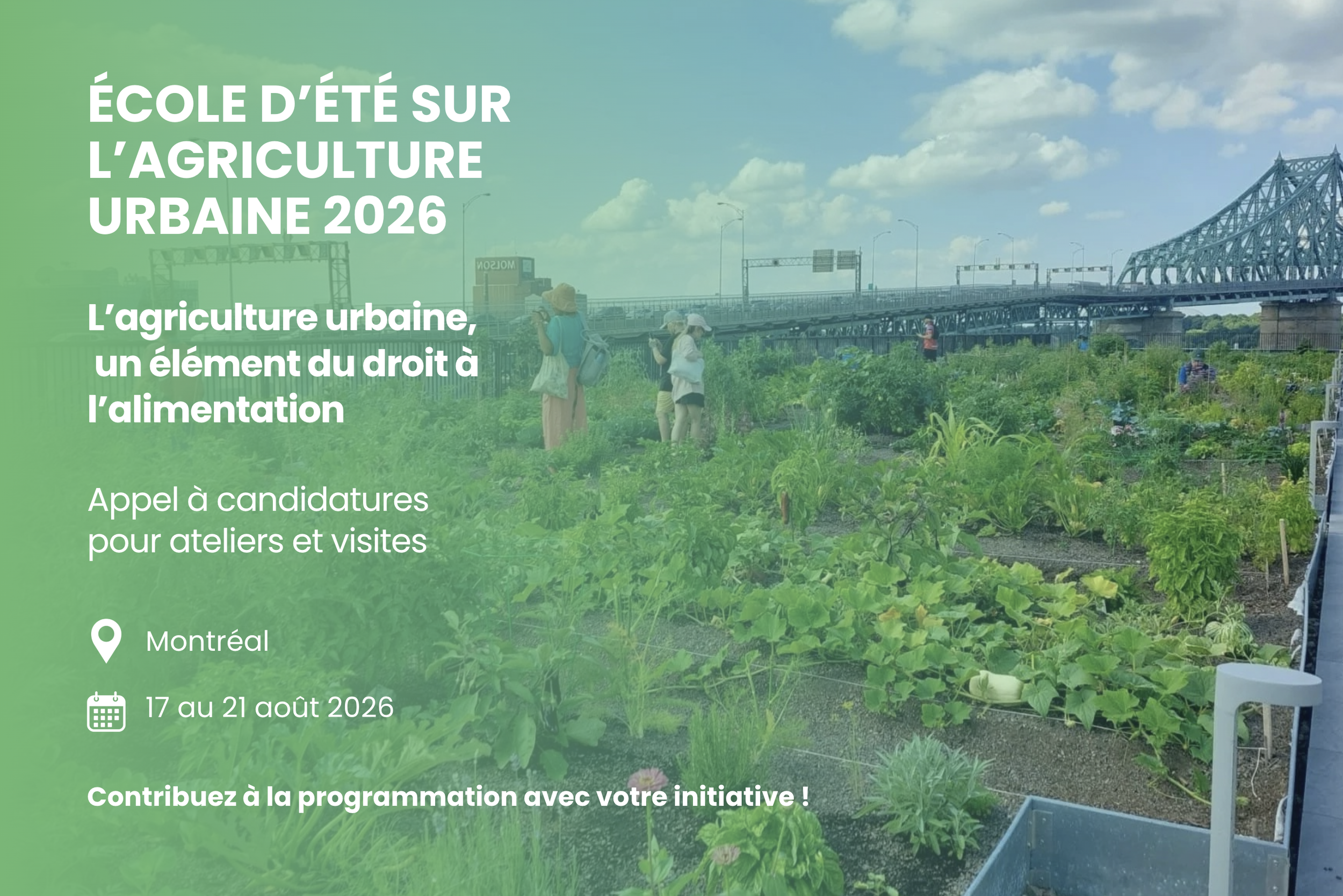 Appel à candidatures - Ateliers et visites de l’École d’été sur l’agriculture urbaine 2026