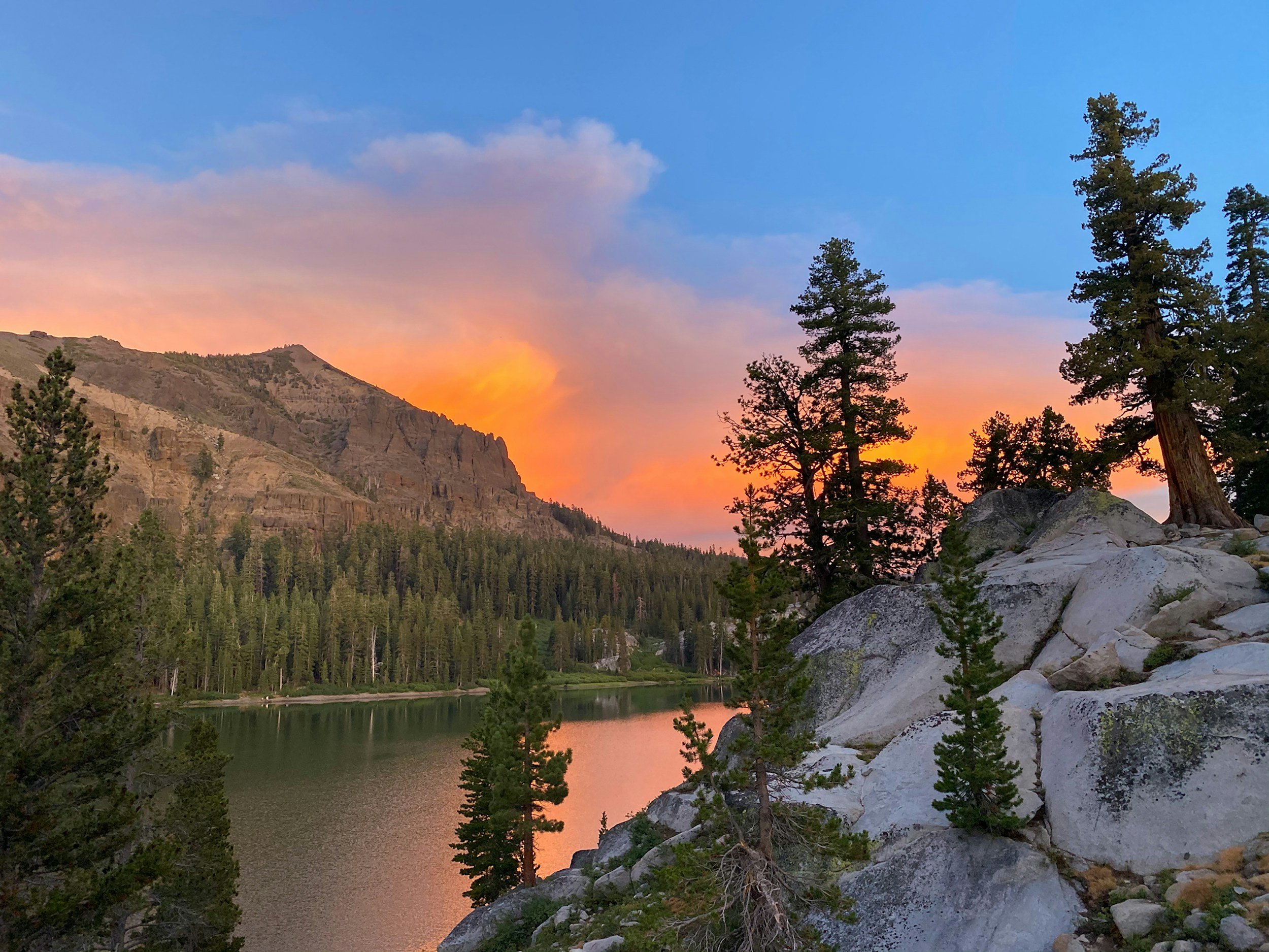 a landscape of Lake Tahoe at sunset