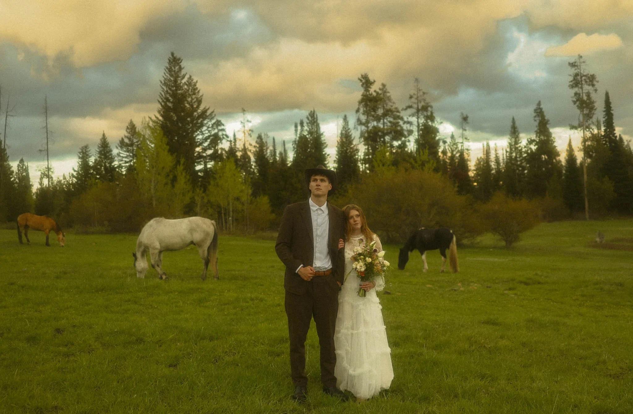 an elopement couple on a Ranch in Jackson Hole Wyoming