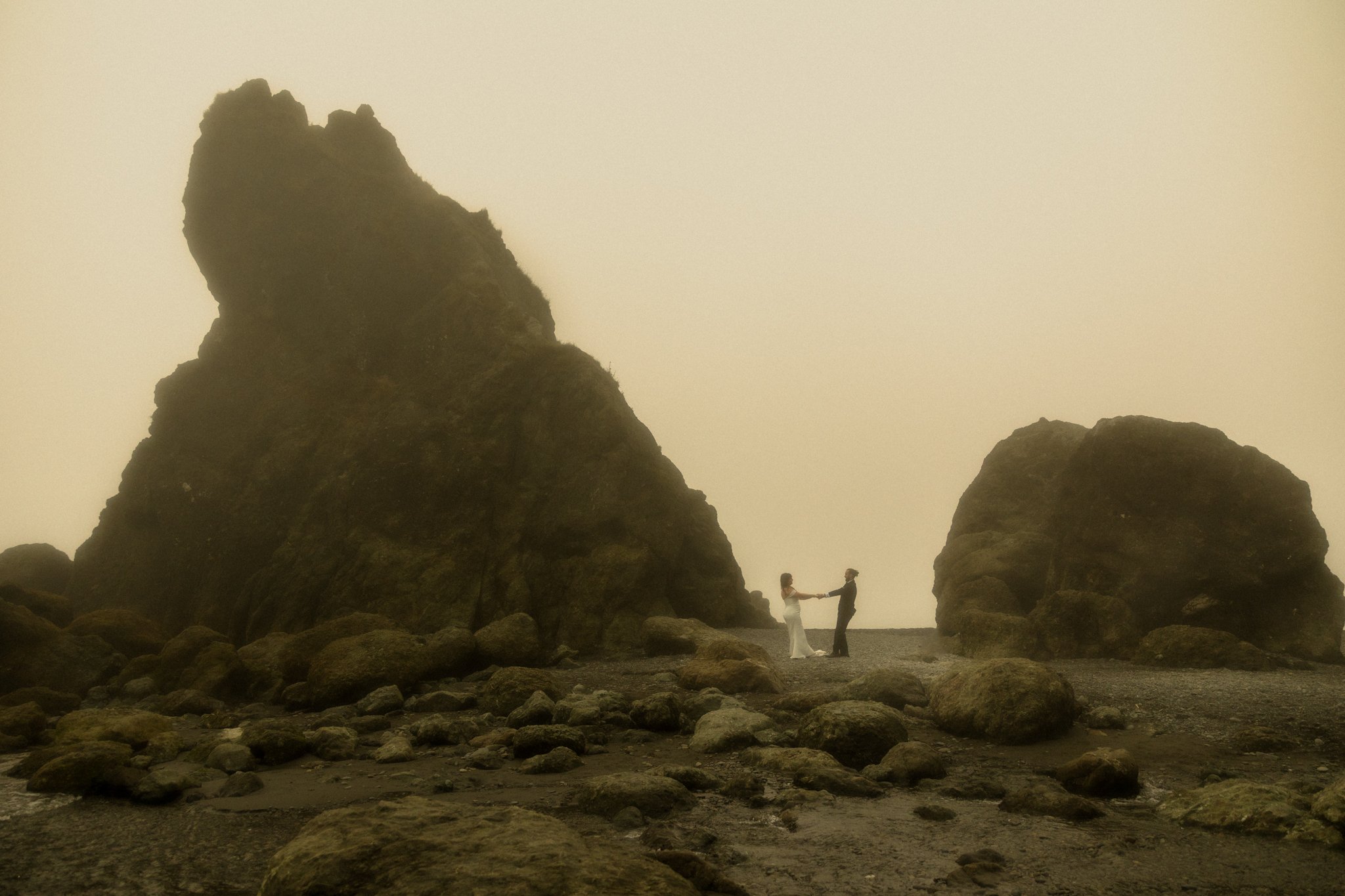 a couple eloping along the coast in Olympic National Park