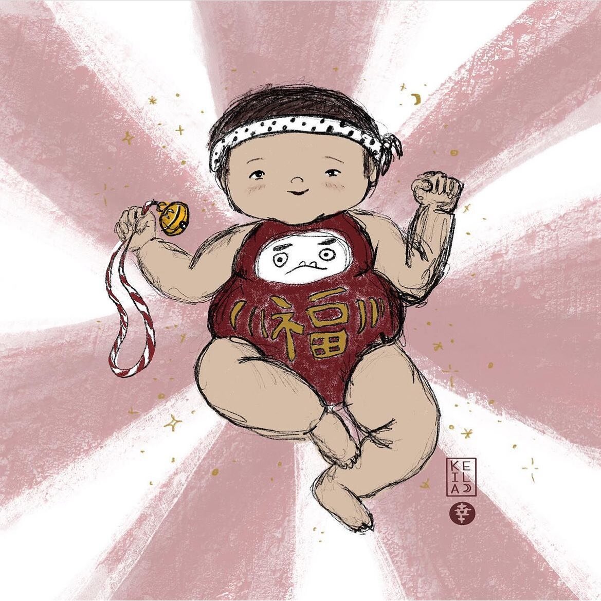 Throwback to this 2 year old illustration that&rsquo;s still one of my all time faves for day 6 of #DrawingBabiesWeek : SUNSHINE 🌞 this drawing was based on a pic of my bebe sis in all her chonky glory. Kinda cool to see how my style has evolved but