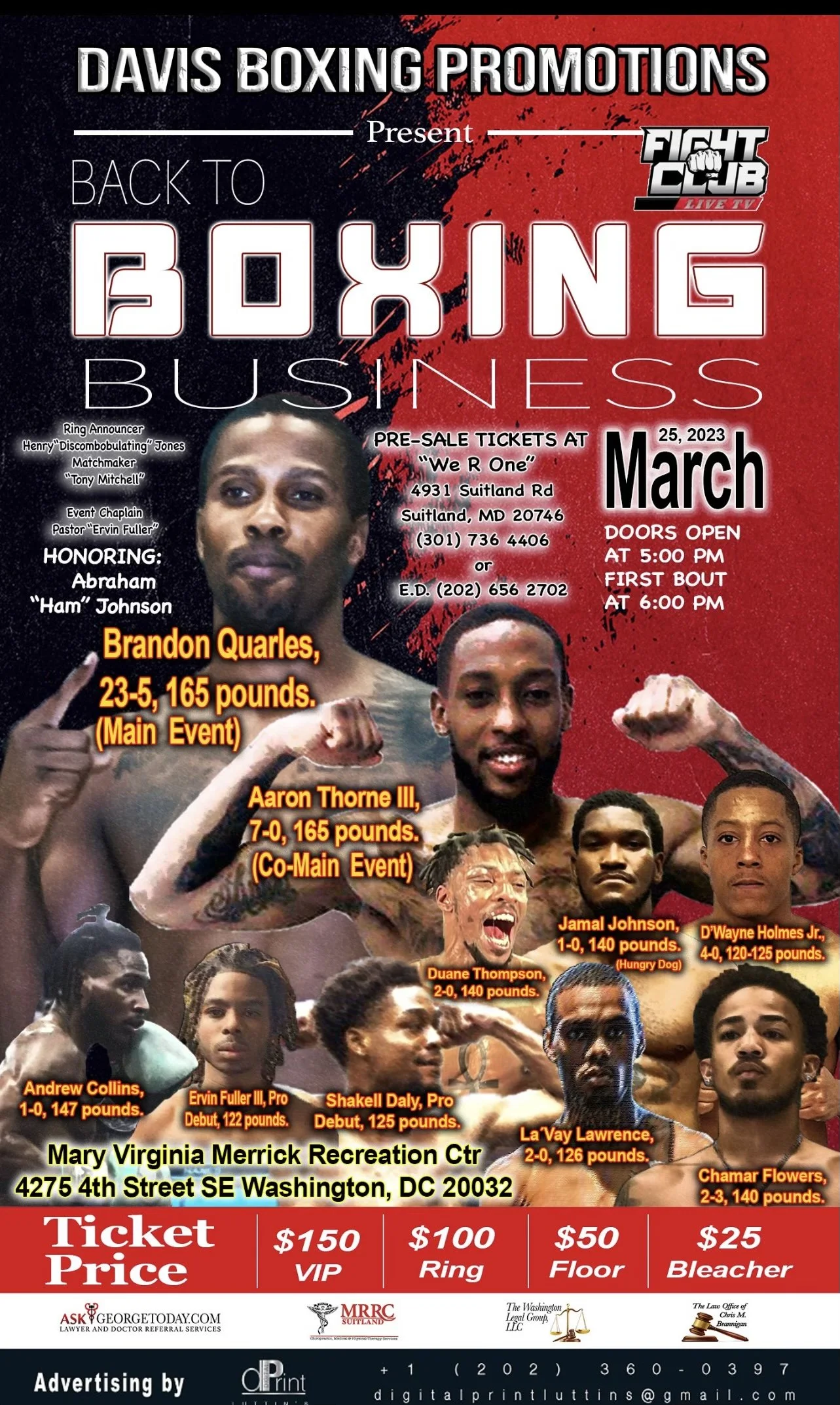 Davis Boxing Promotions Presents “Back To Boxing Business”