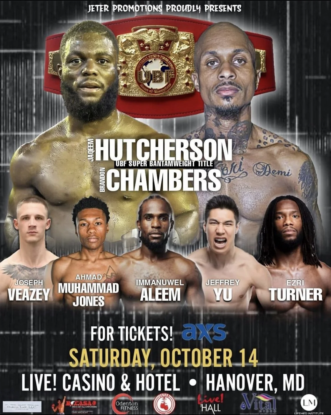 Hutcherson vs Chambers to headline at “The Hall At Live” Oct-14th.