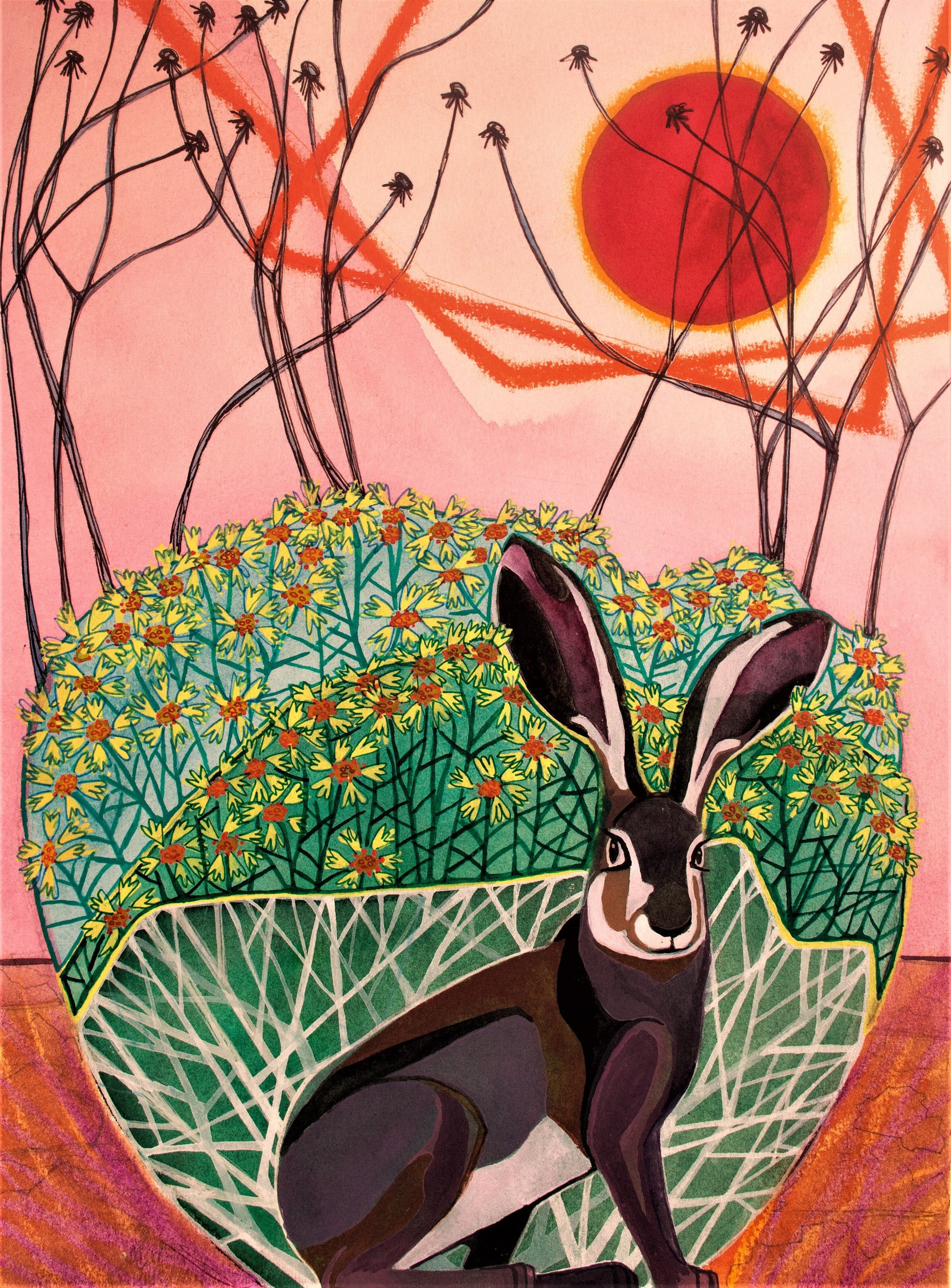 Jackrabbit with Rubberweed Giclee Print