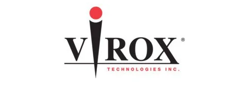 Logo with a stylized needle pointing upward, the word 'VIRUX' in bold black letters, and 'TECHNOLOGIES INC.' in red below.