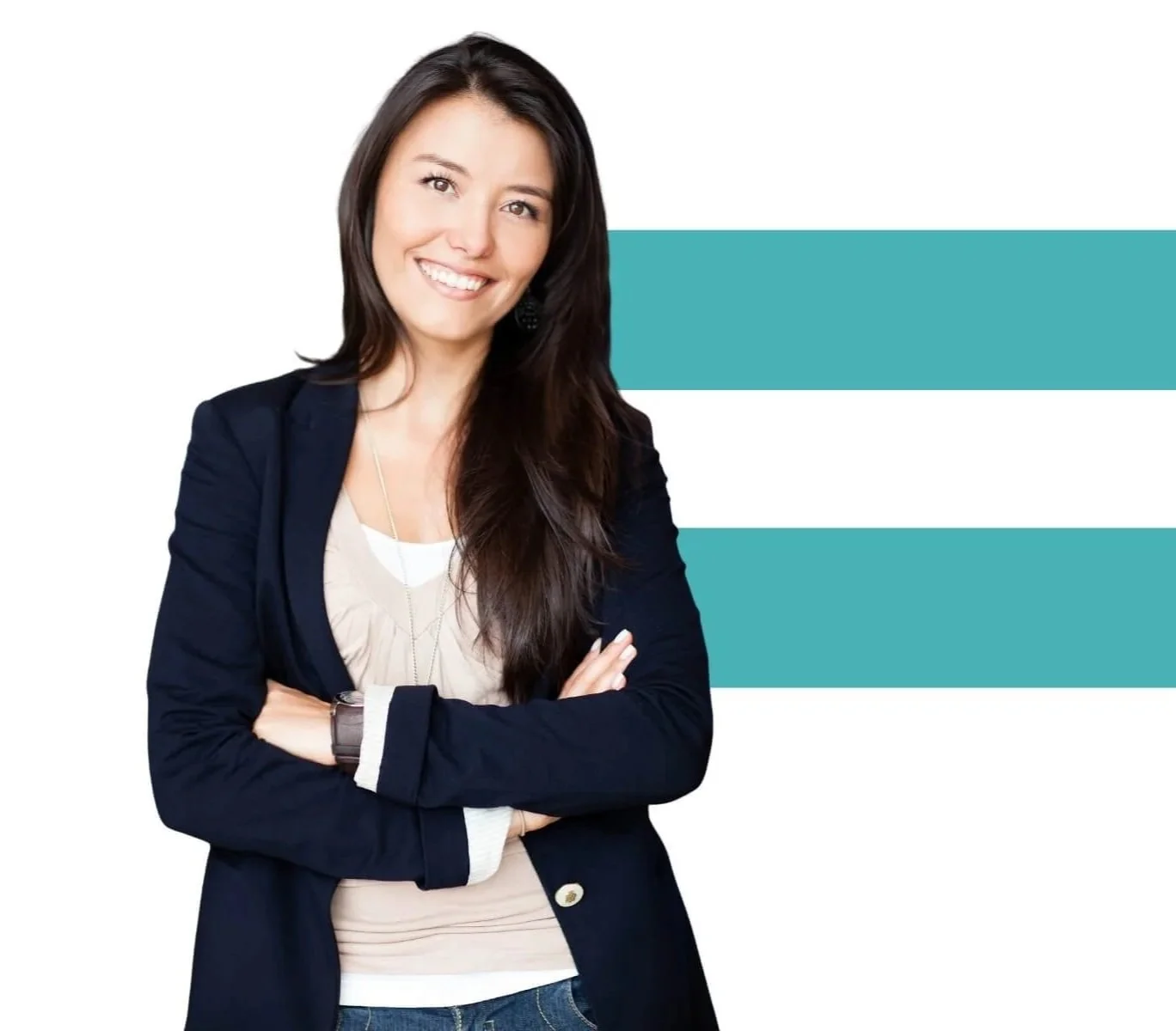 Happy nonprofit leader standing with her arms casually crossed.