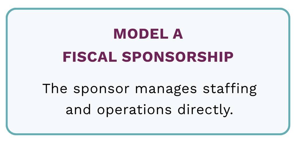 Model a fiscal sponsorship The sponsor manages staffing and operations directly.