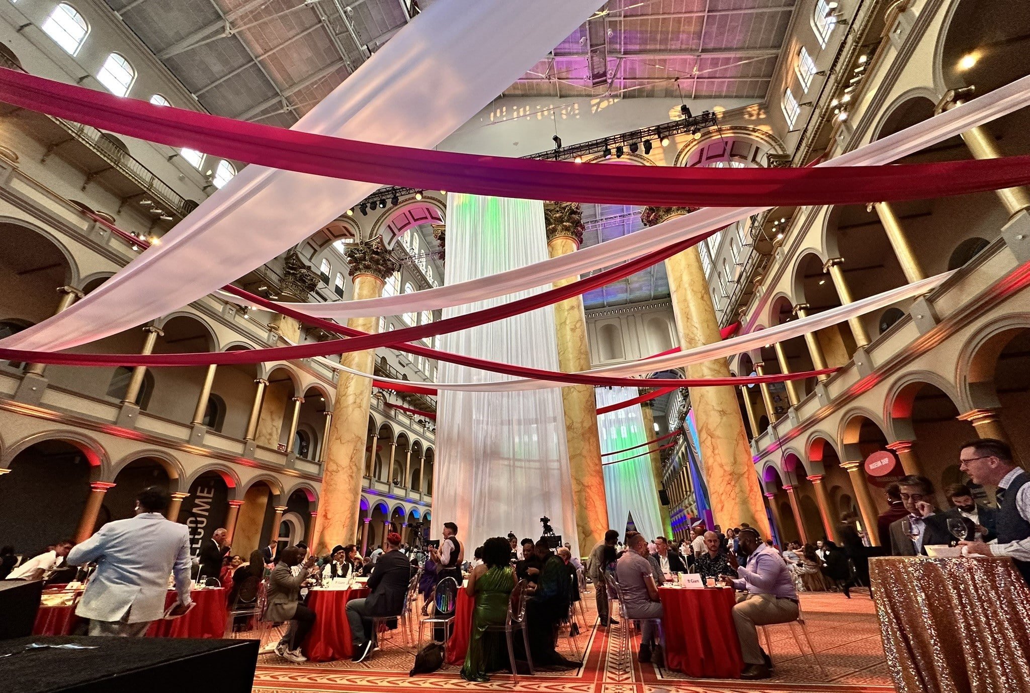 Draping elements for World Pride Honors 2025