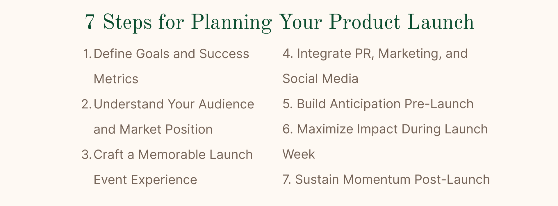 List of the 7 steps to take when your planning a product launch