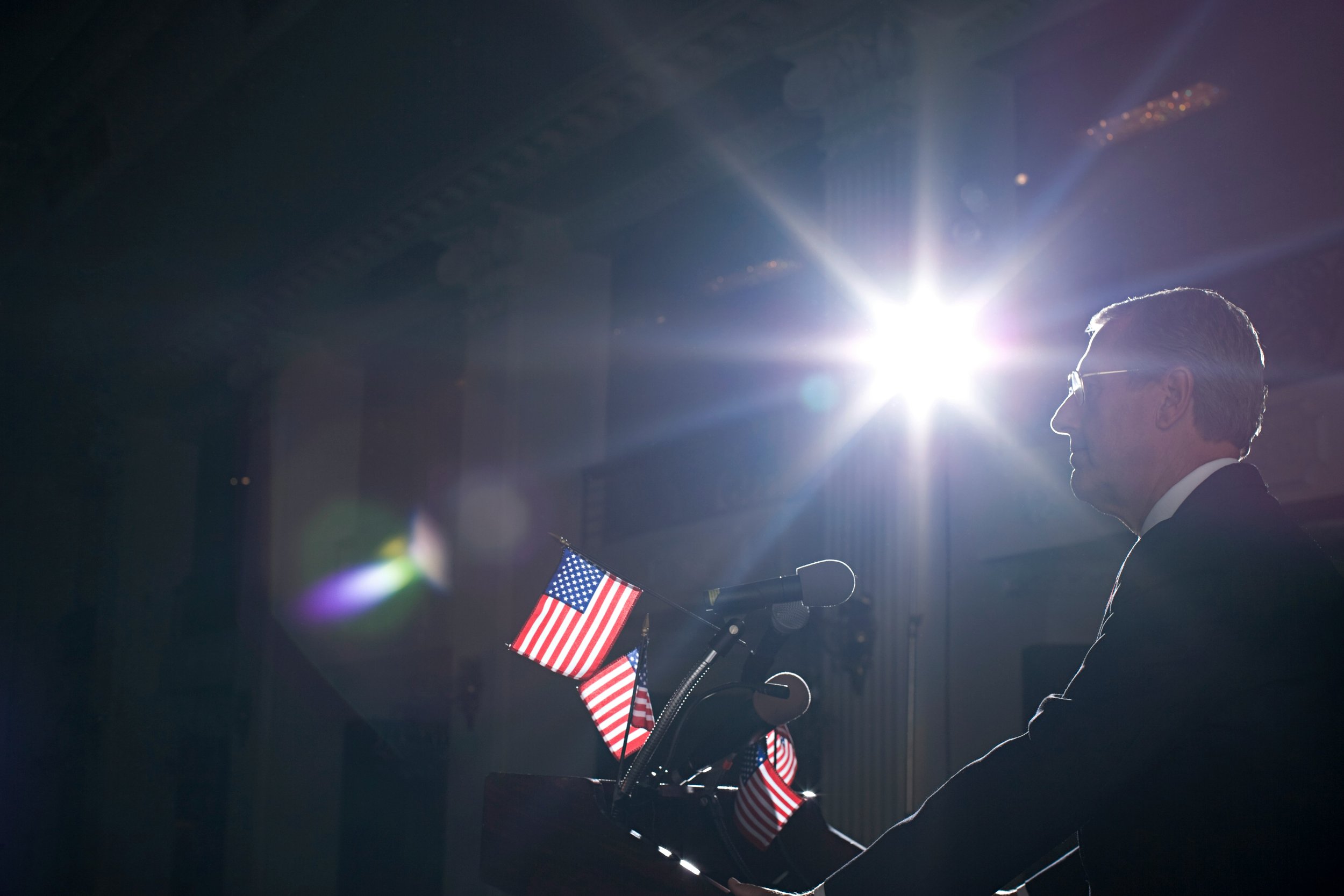 political candidate speaking at a rally
