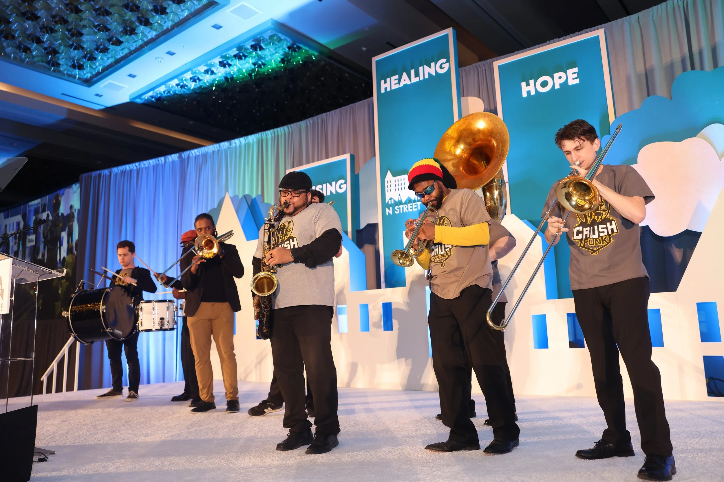 Jazz band on stage during a N Street Village awards gala