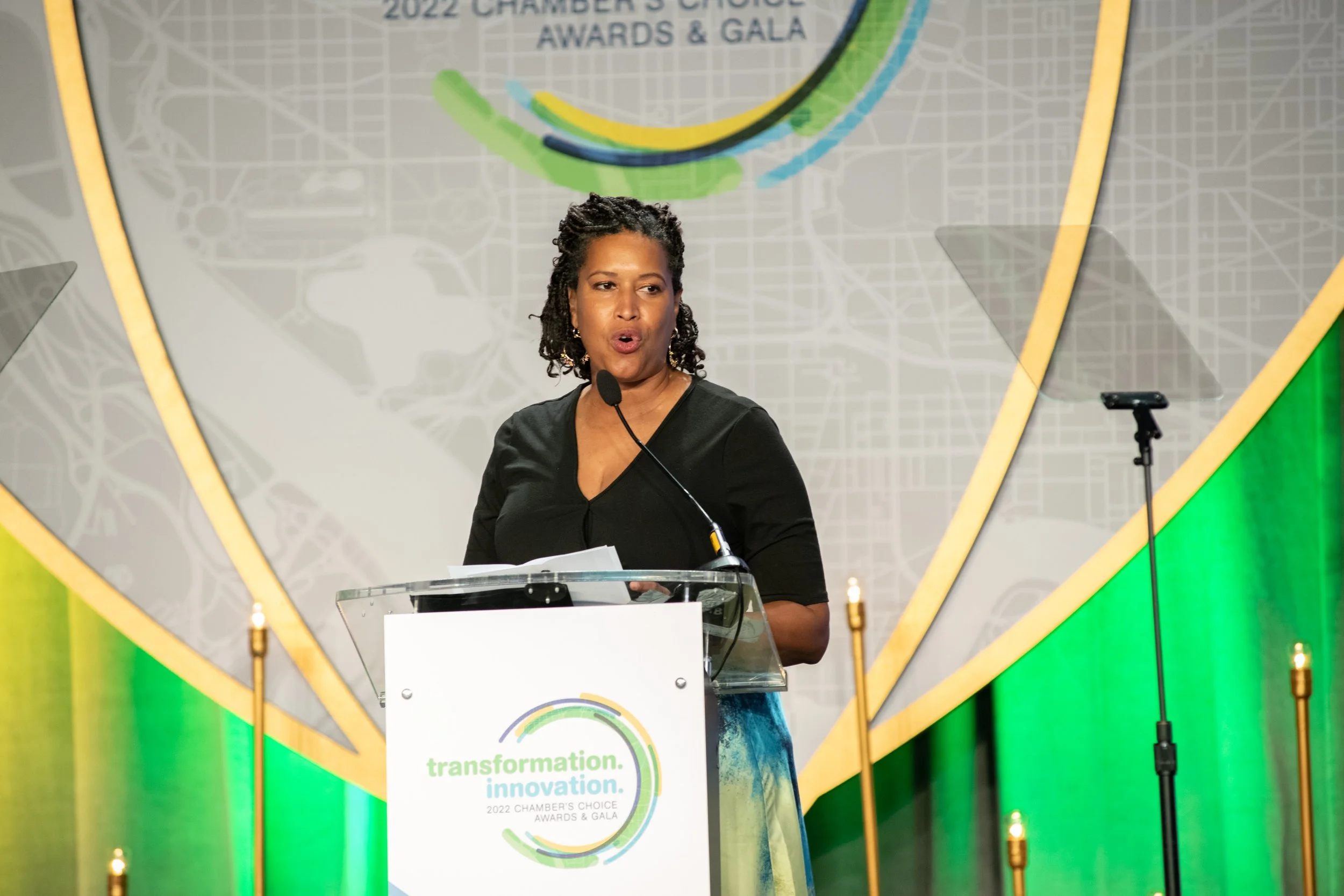 DC Mayor Bowser on stage during the 2022 Us Chamber Choice Awards and Gala