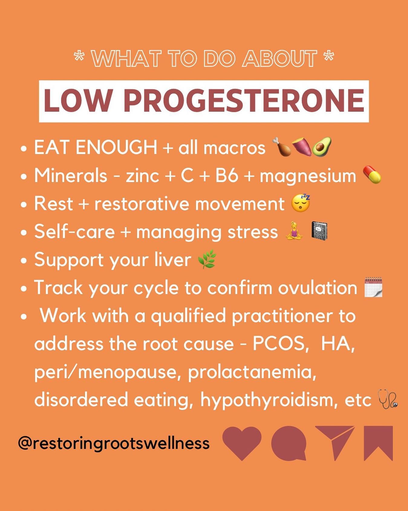 3 Ways To Raise Progesterone naturally ⤵️

1. CONFIRM OVULATION 🥚 Progesterone is only made when ovulation occurs! The best way to know if you have ovulated is to start tracking your cycles using the fertility awareness method (FAM). Using this meth