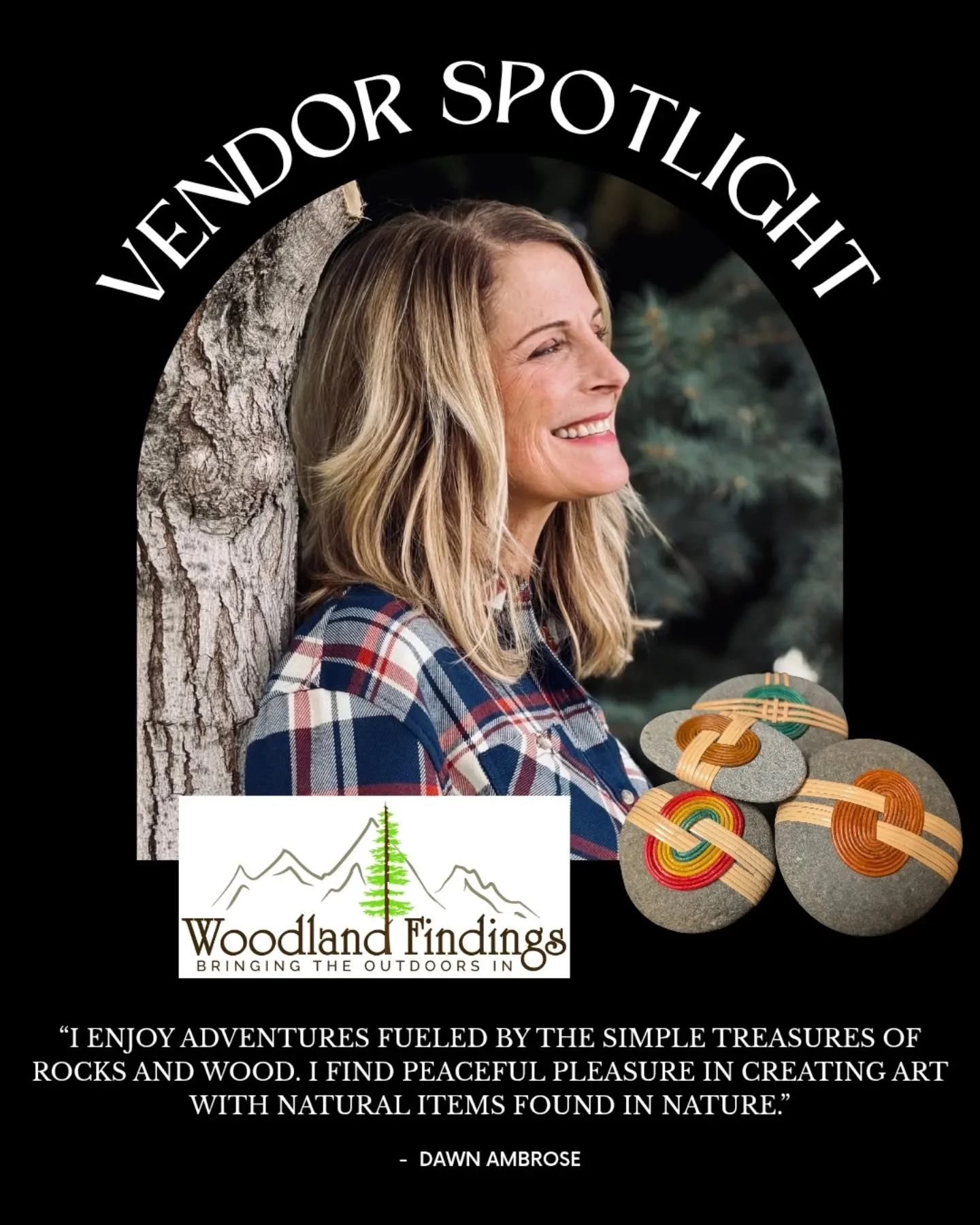 We are beginning a Vendor Spotlight series! Kicking off with Woodland Findings by Dawn Ambrose. If you've seen those little wrapped rocks by the sales desk, that's her handywork!&nbsp;

A few more words from Dawn:

"While camping over an Indepen