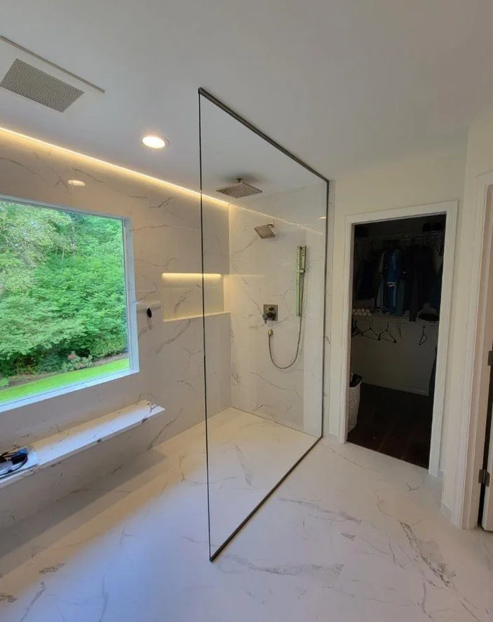 Shower Panel Half Wall with Glass