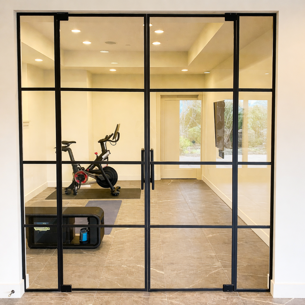 Glass Doors with Pivot Hinges and Grid