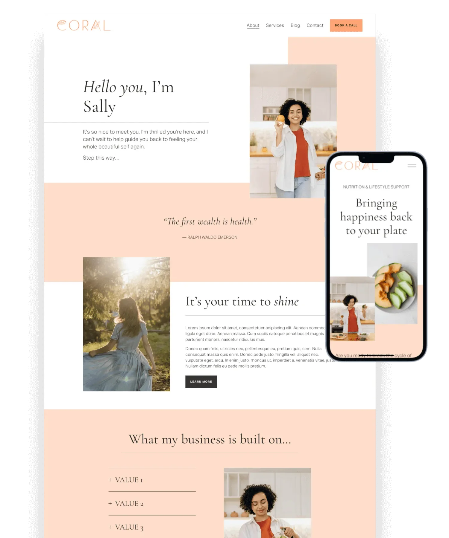 Coral Squarespace template preview