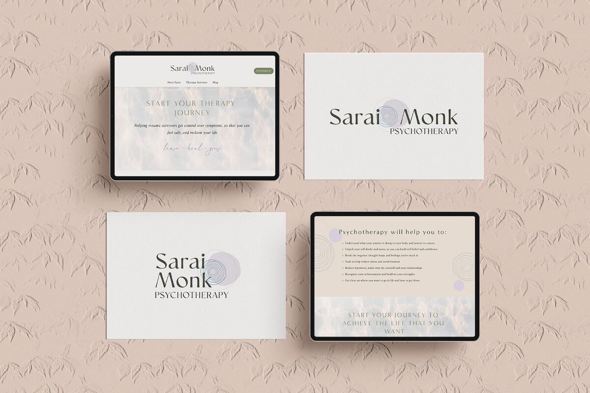 Brand and Squarespace web design for psychotherapist by Kohlab Creative