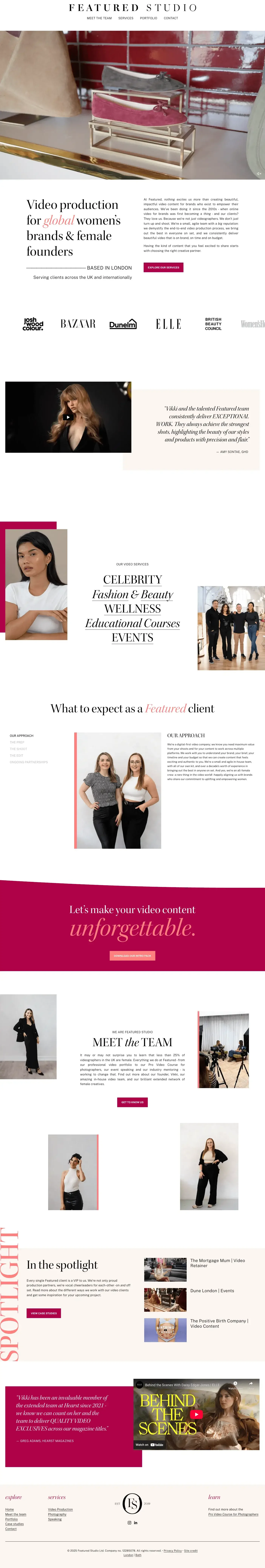 Featured Studio home page screenshot