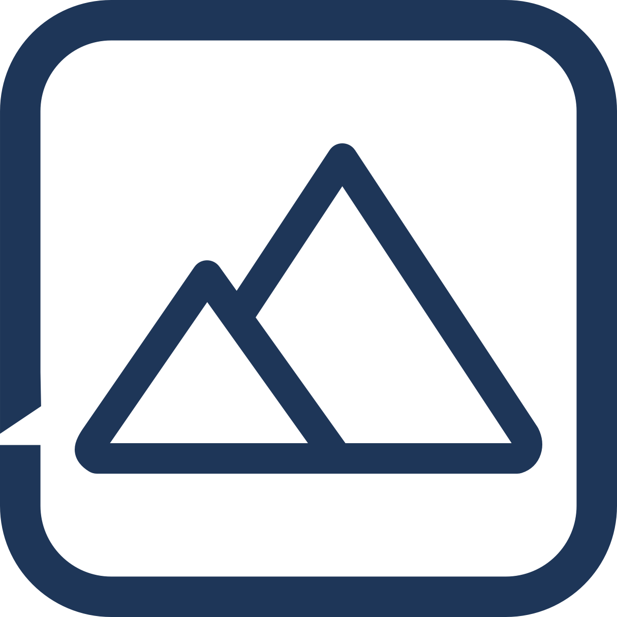 Icon of a mountain with a cloudy sky in the background, typically representing hiking or outdoor adventure.