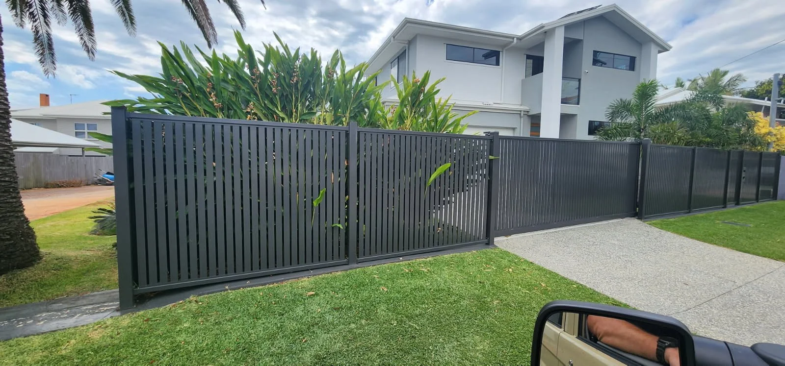 Vertical Slat Fence & Sliding Gate