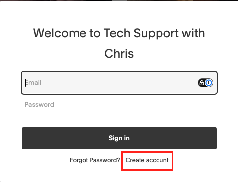 Create Account Button location