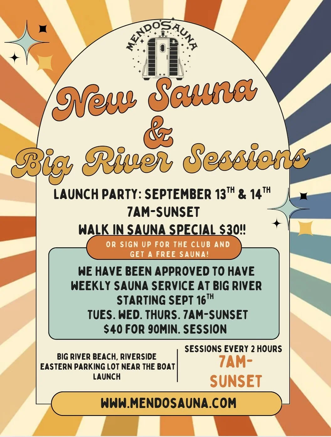 Registration for the sauna club is now open on our website www.MendoSauna.com.