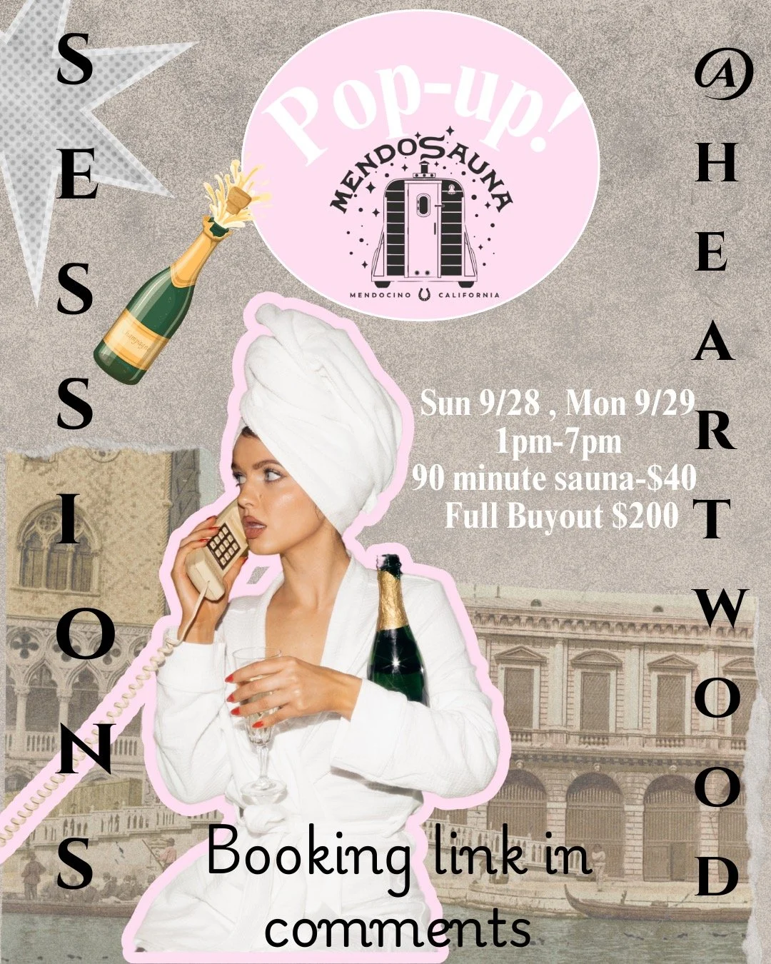 @heartwood_mendocino is hosting us for a pop up event tomorrow 9/28 and Monday 9/29. sessions every two hours 1pm-7pm. We will have cold plunge so you won't miss the river swim too much, and Heartwood has the most stunning forest shower you can use a