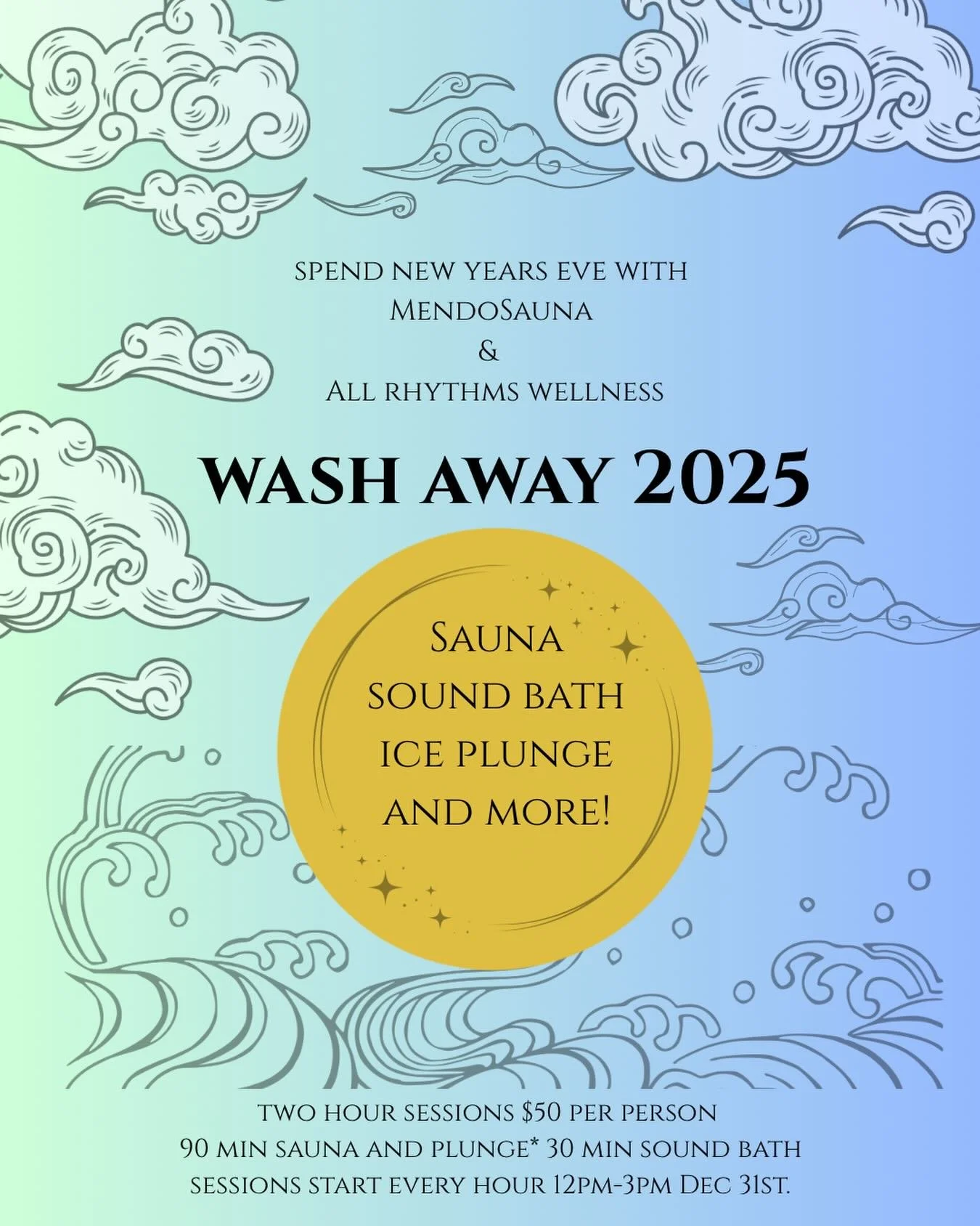 Special NYE event at the sauna with added sound bath.