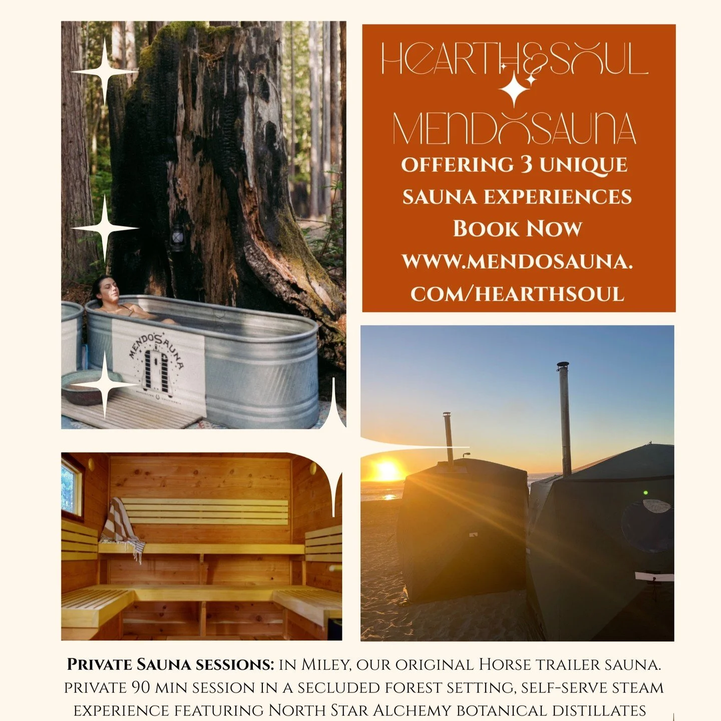 There will be lots of ways to get a sauna in at Hearth&amp;Soul. Heartwood guests get free access to saunas after-hours and cabin guests get a code for free sauna with workshops. Day guests can book a reservation in one of our saunas, or a workshop. 