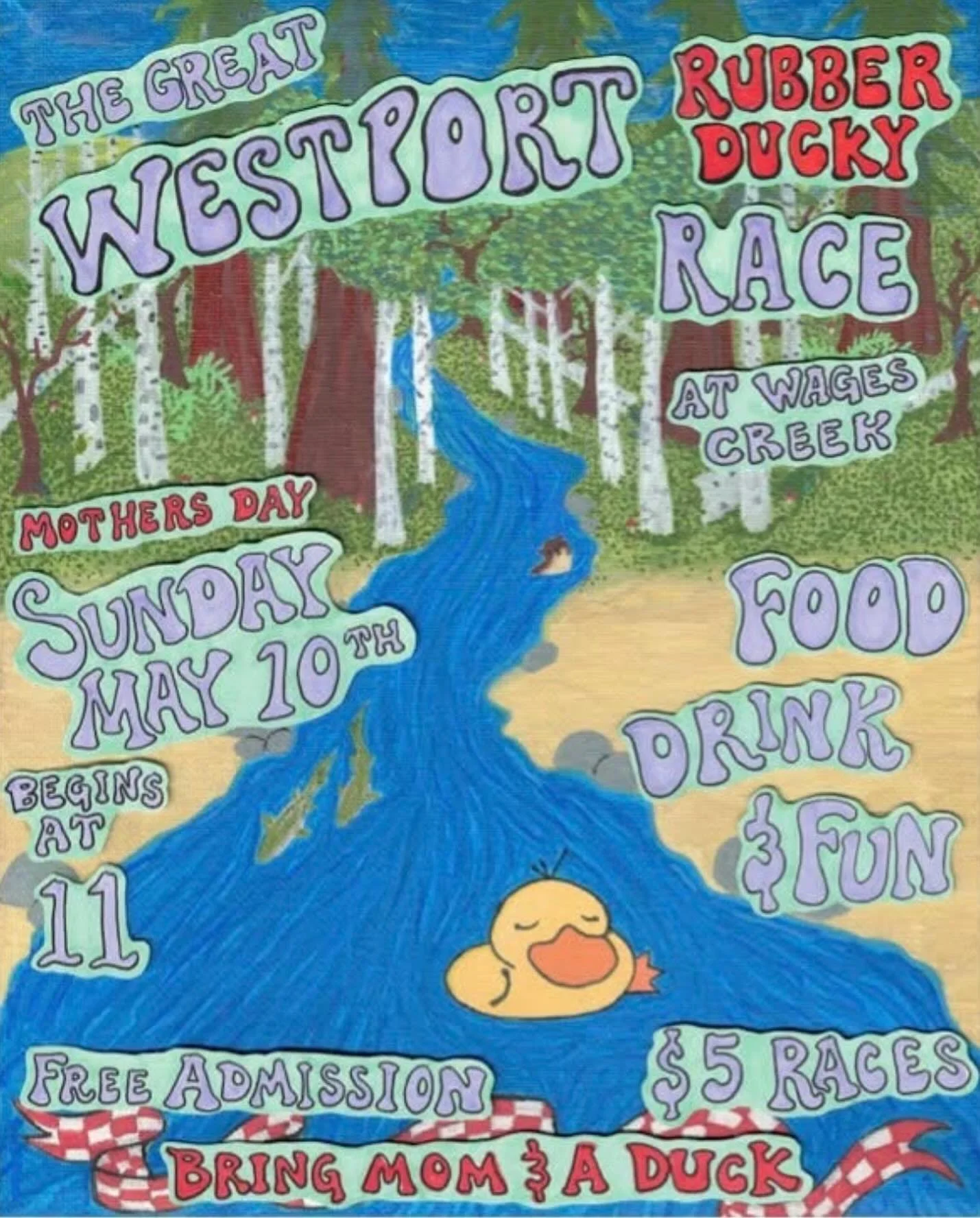 We are excited to head back to our old hometown for the return of the duck race. We will be offering sauna that day with all proceeds benefiting the WVS. Come up and enjoy a day at Wages creek with us.