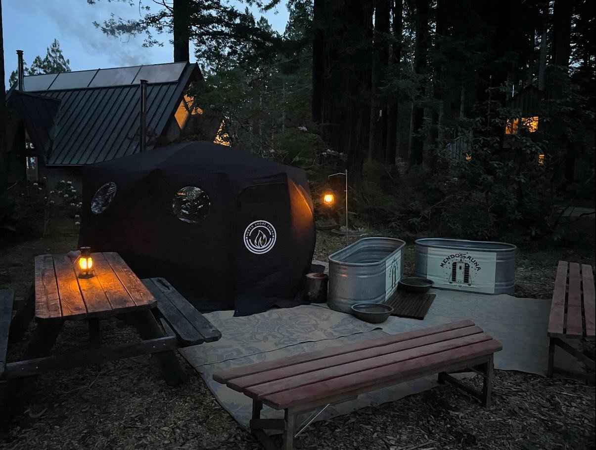 Tent saunas are such a vibe.  Able to go where our trailers can&rsquo;t. Seating for 10-11 at a time.  A grounding ritual built right in to the sauna experience.  Contact us to add  a tent sauna to your next gathering