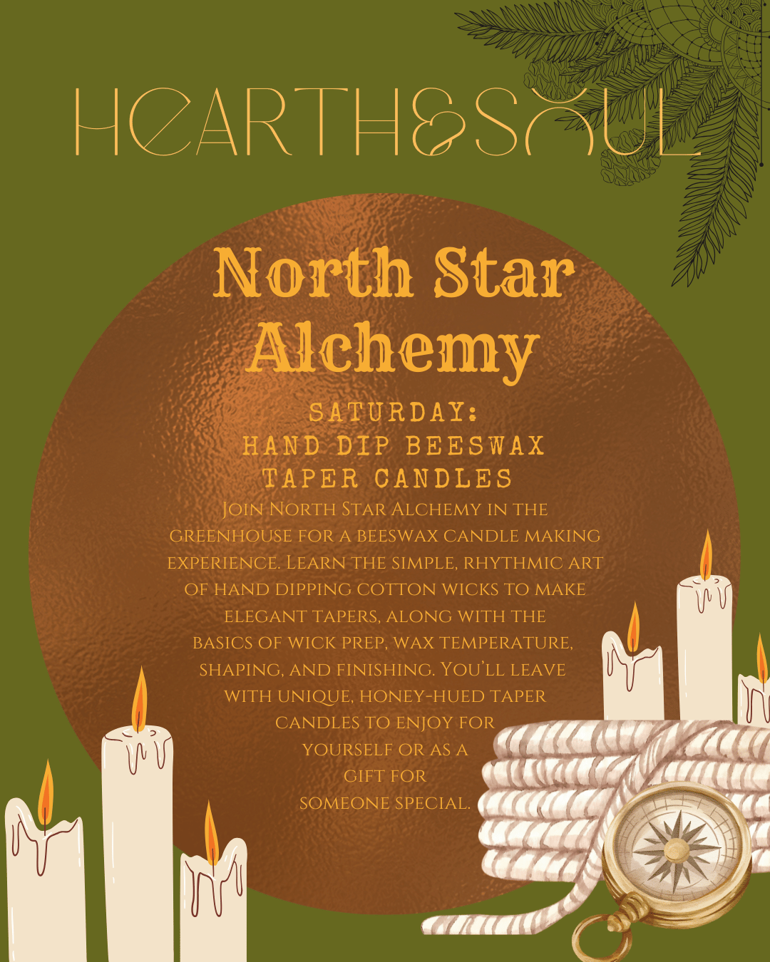 Drop by between 11am and 4pm Saturday to dip some beeswax tapered candles. Prepay through this link for ease