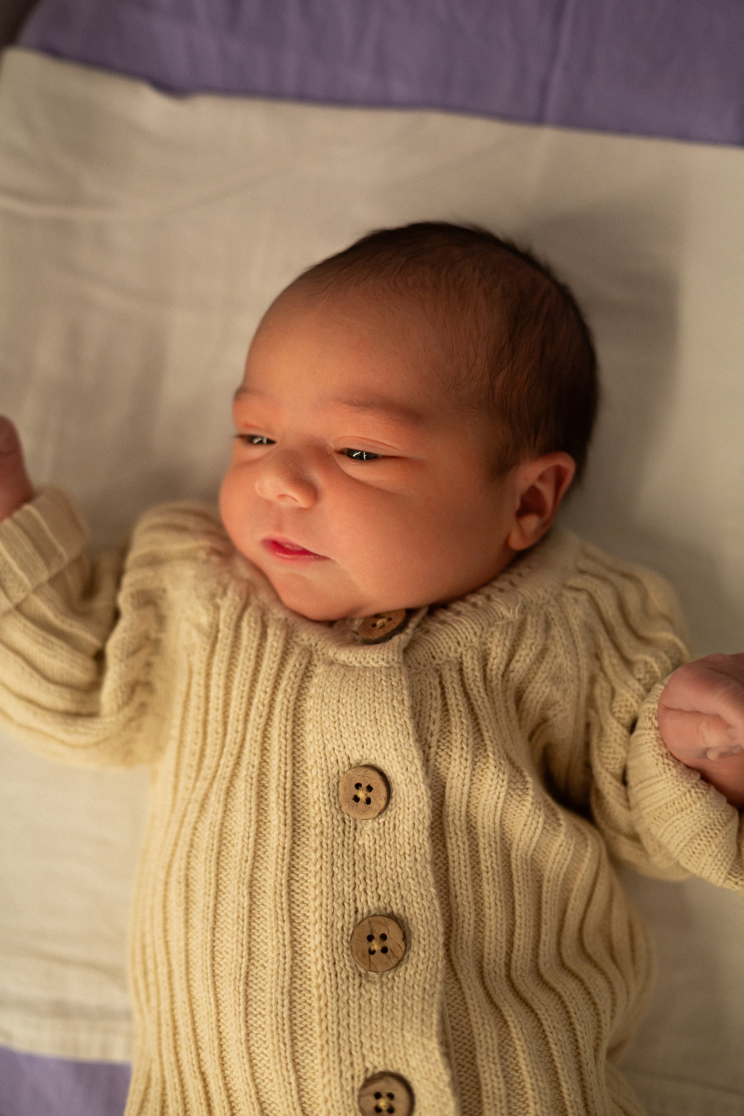 Close-up of newborn’s details captured during a documentary-style Fresh 48 session in Geelong.