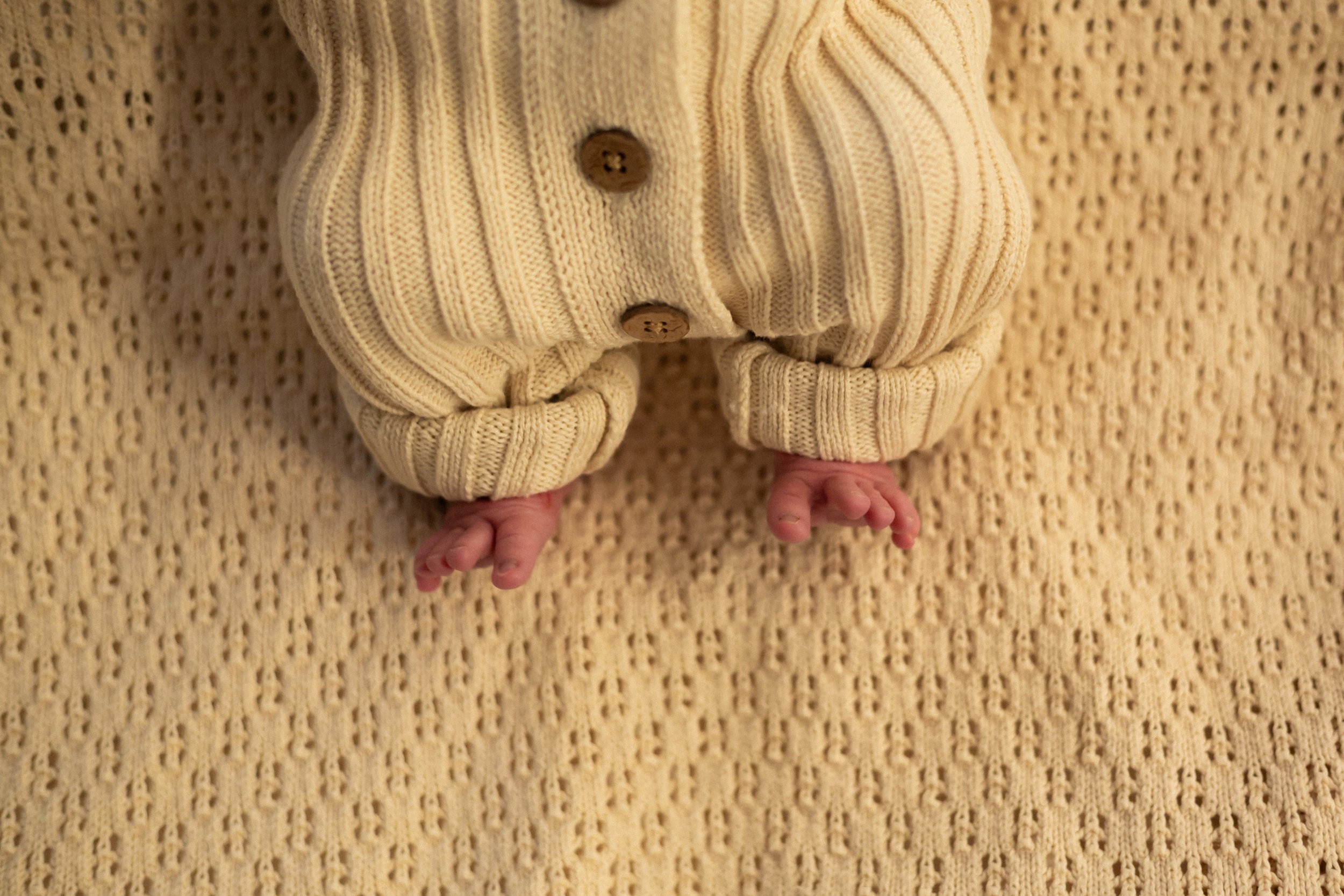 Close-up of newborn’s details captured during a documentary-style Fresh 48 session in Geelong.