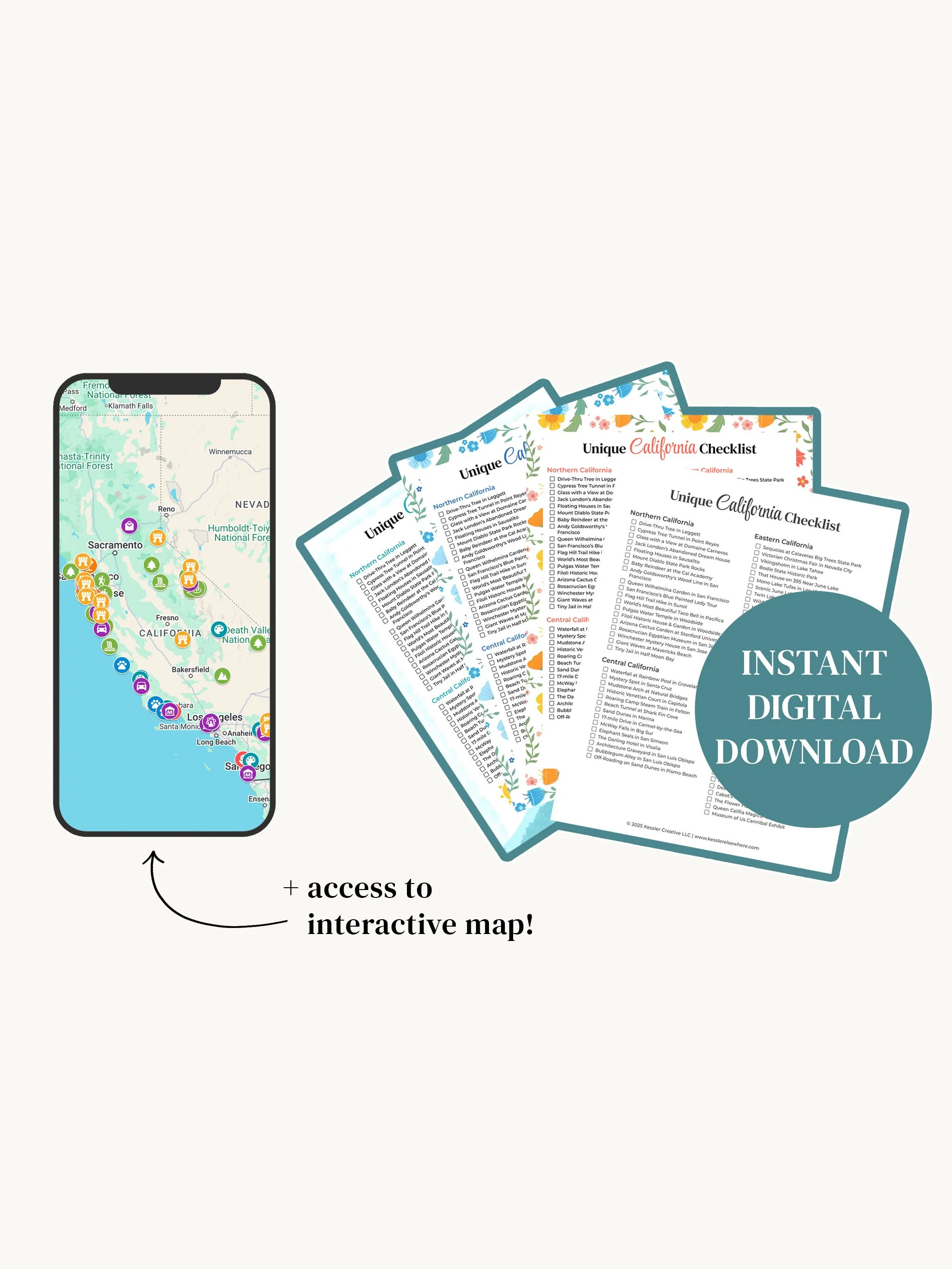 Unique Things To Do in California Printable Checklist + Interactive Map