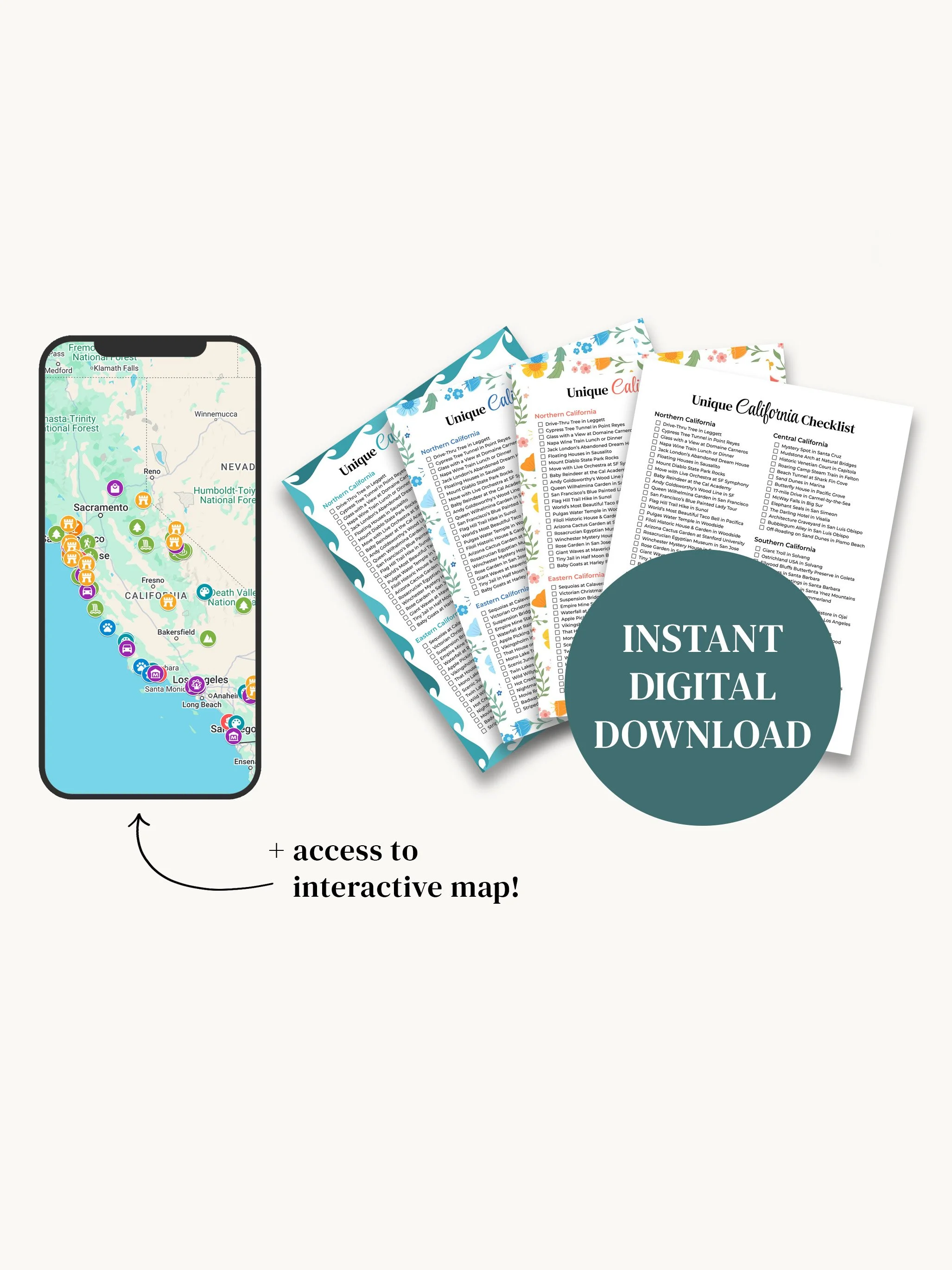 Unique Things To Do in California Printable Checklist + Interactive Map