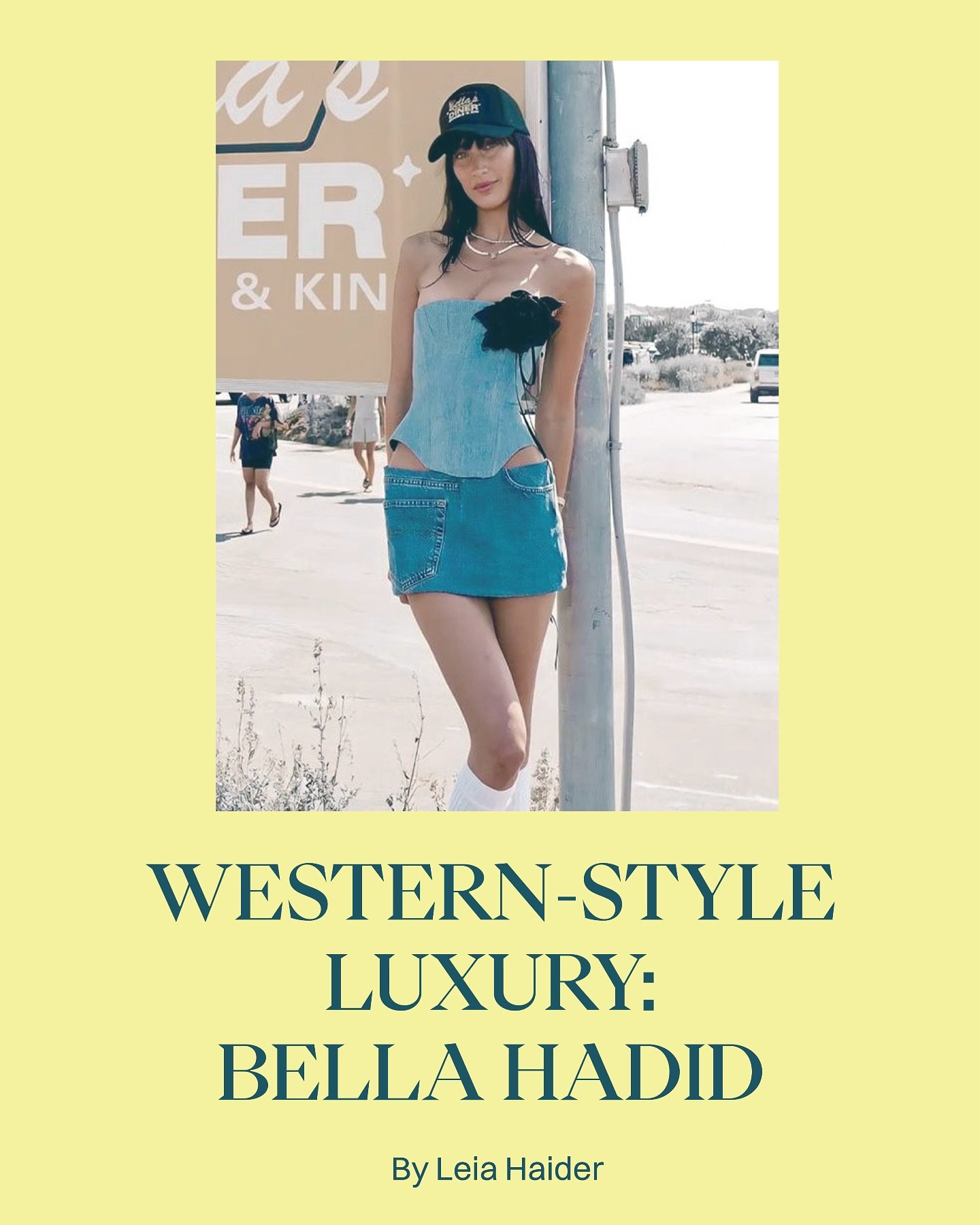 &ldquo;Designed by Alessandro Michele for Valentino&rsquo;s pre-fall 2025 collection, the suede bag is embellished with metallic studs and silver rivets&mdash;blending rock and roll edge with cowboy charm. Hadid paired it with a white ribbed tank, ma