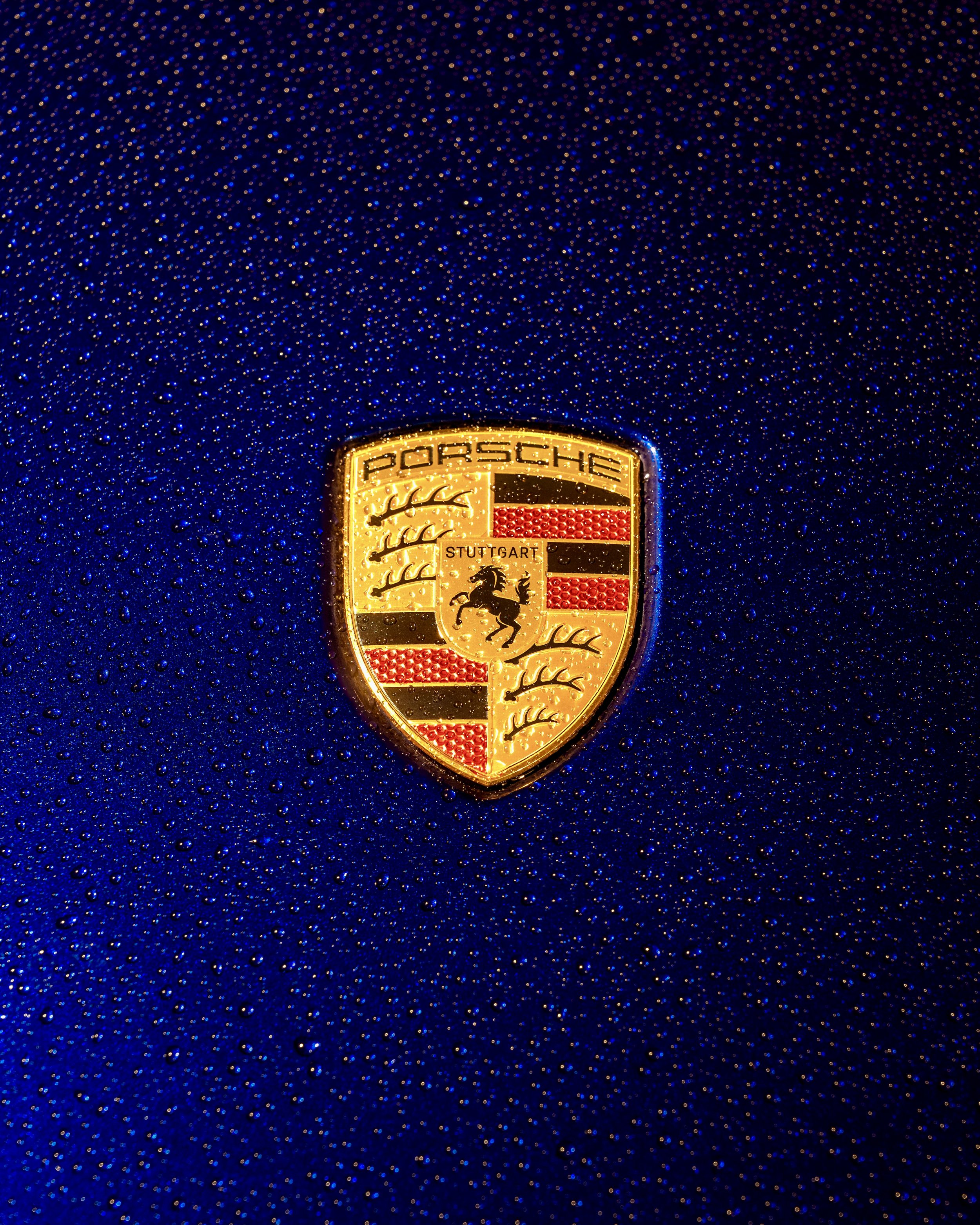 Porsche Crest in the Rain