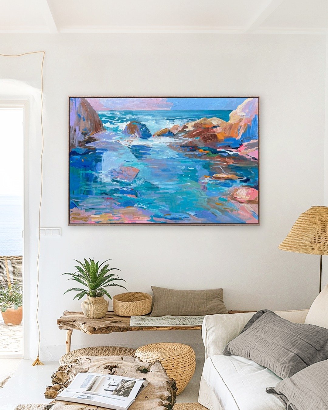 T H E O C E A N C A L L S

Blue crush on canvas, crisp white walls, and the earthy kiss of wood&mdash;one of my fave combos 👌

Wouldn't mind diving into this scene right now! 😌

Cheers to the weekend friends!

♡ Honor

Push Me, Pull Me
93 x 63 cm f