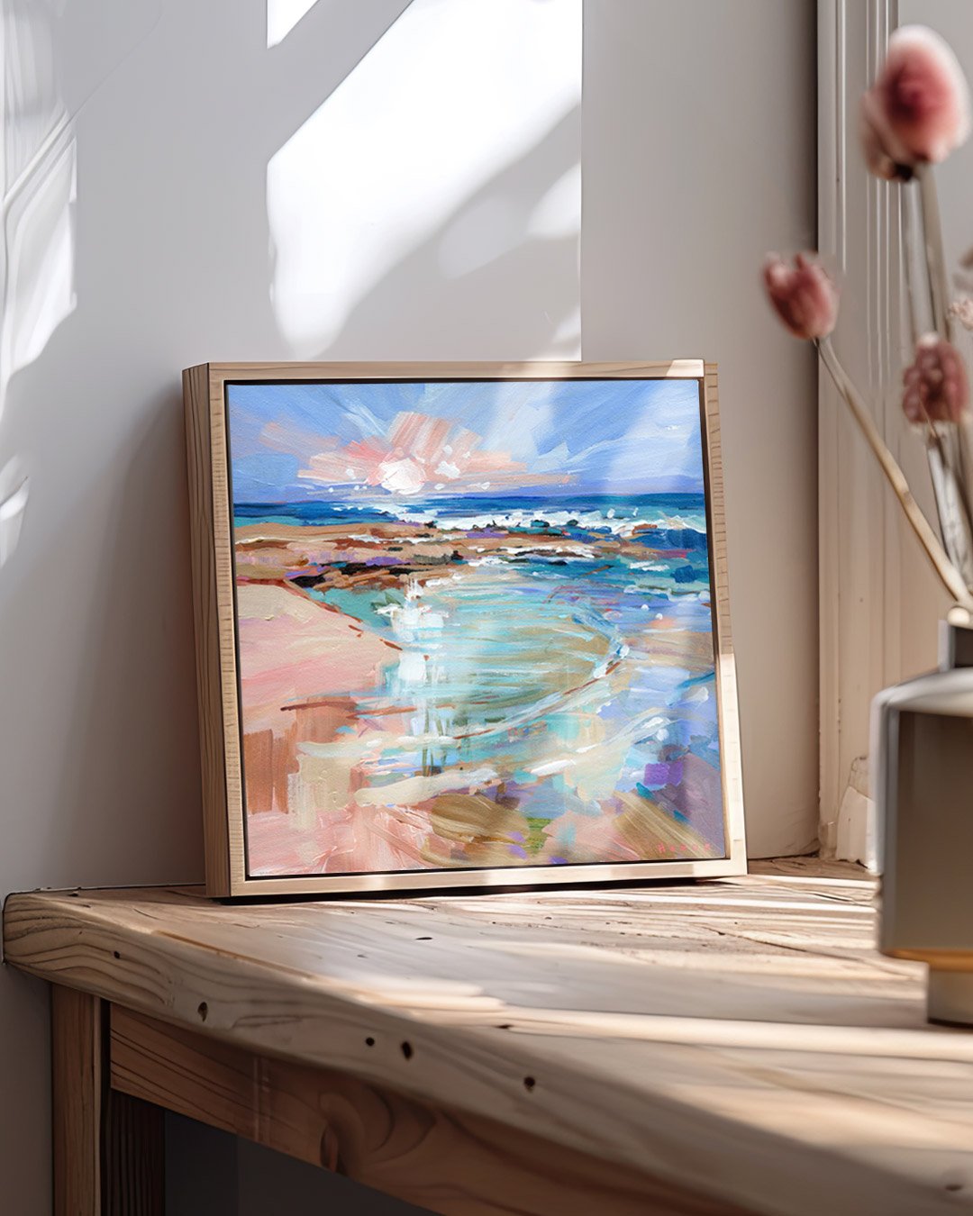 B E F O R E  T H E  T U R N⁣
⁣
Art is everything &amp; Everything is art.⁣
⁣
✦⁣
⁣
The Moonlit Collection debuts at the @affordableartfairau today! Don't miss out!⁣
⁣
☾⁣
⁣
♡ Honor⁣
⁣
Before the Turn⁣
33 x 33 cm framed in oak⁣
$490⁣
⁣
Available via @ar