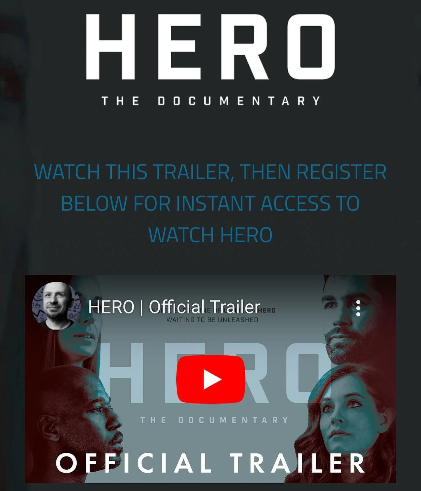 Check out the movie for FREE https://www.theheromovie.comb

At the book launch of ARET&Eacute; by @heroicbrian which I was blessed to be able to attend, we screened this incredible new film called HERO. Appropriately it moved all of us to tears. When