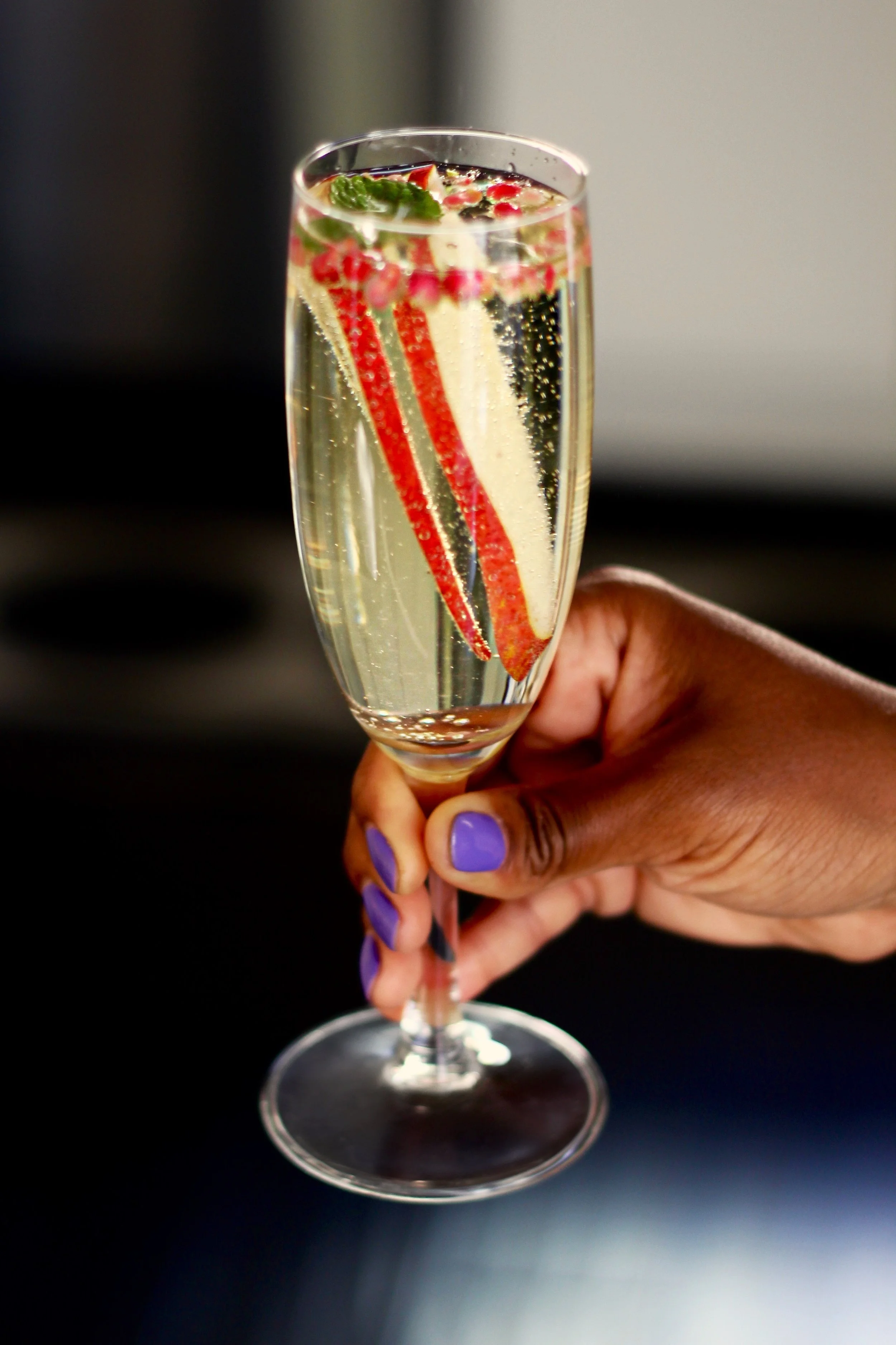 Pomegranate and Pear Champagne