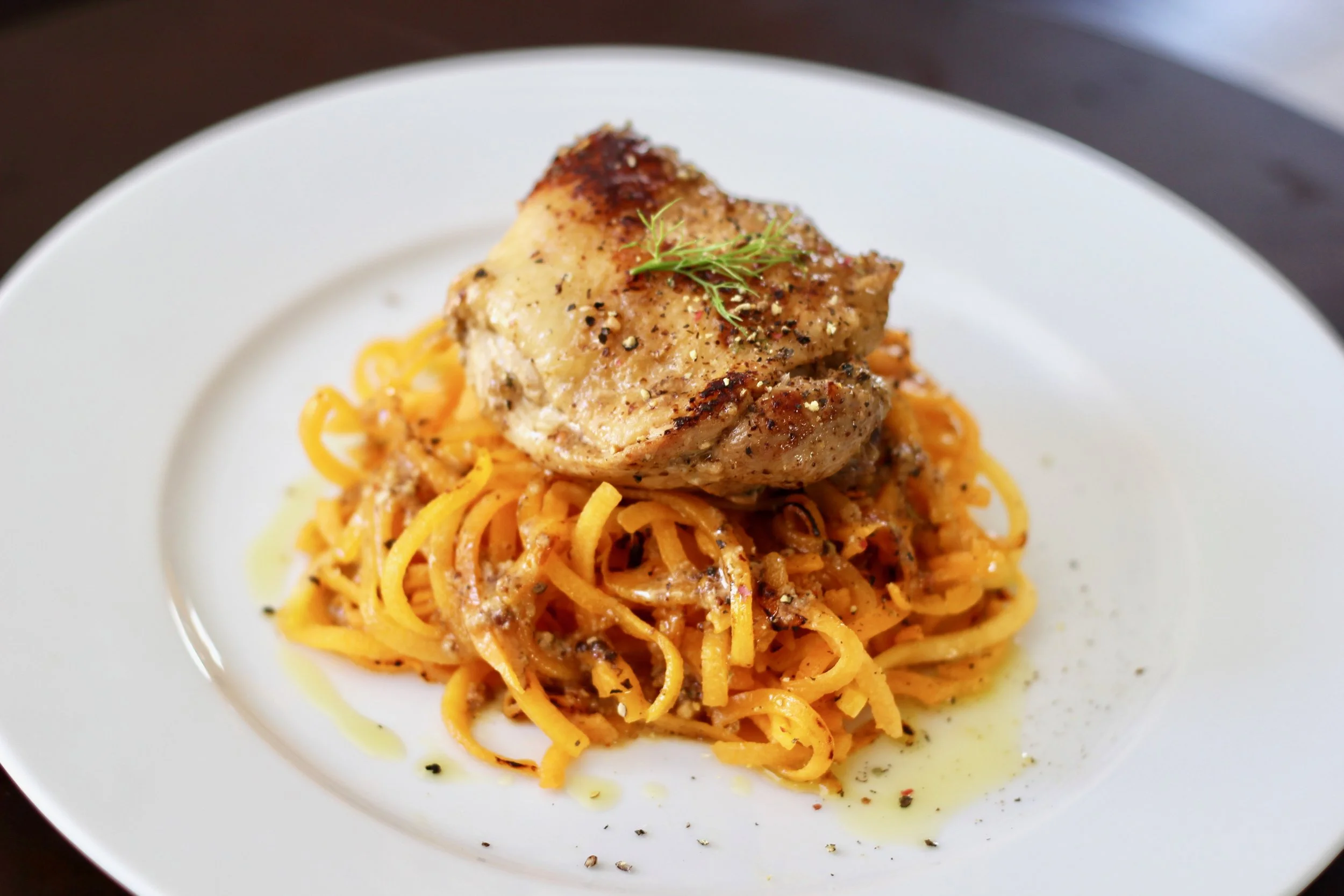 Mustard Seed Chicken and Butternut Squash Noodles