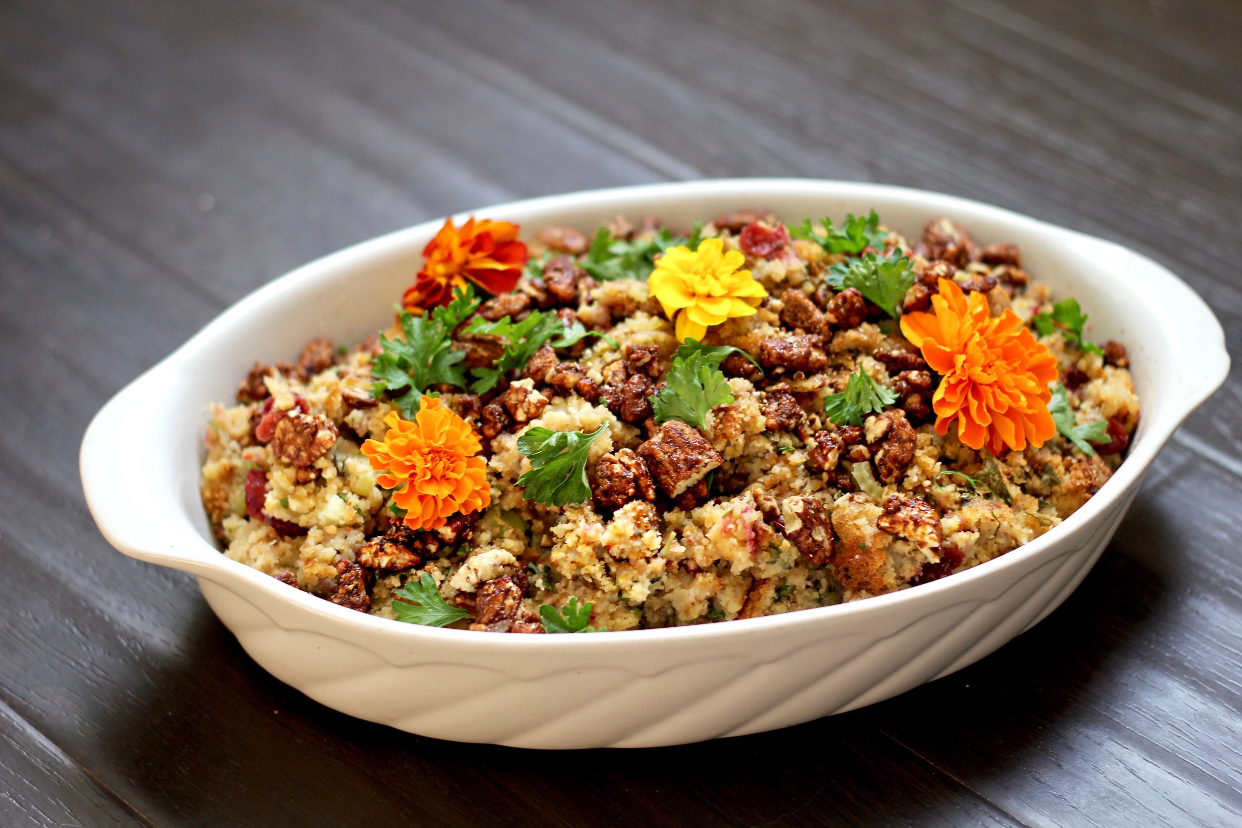 Gluten Free Sage Cranberry and Vegan Sausage Stuffing 