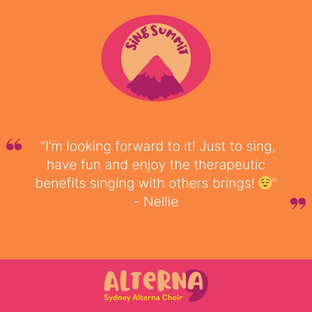 Some of our singers have been letting us know what they're looking forward to about Sing Summit.

&quot;I&rsquo;m looking forward to it! Just to sing, have fun and enjoy the therapeutic benefits singing with others brings! 😌&quot; - Nellie

Amen to 