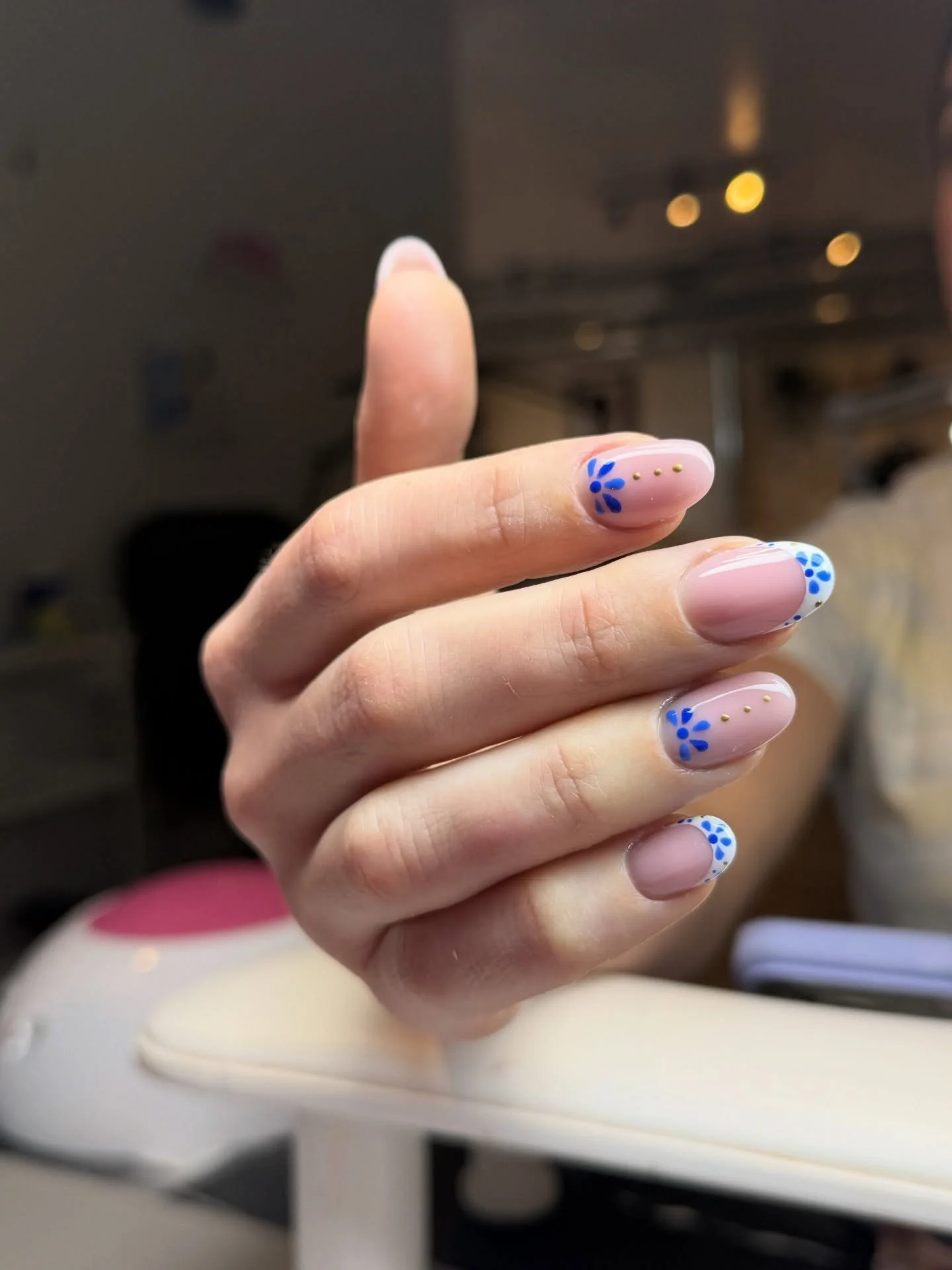 Modern French tip meets boho chic 💙💅🤍 Done by Lera 
&bull;
#denvernailsalon #denvernailartist #russianmanicuredenver #denvernailtech #coloradonailtech